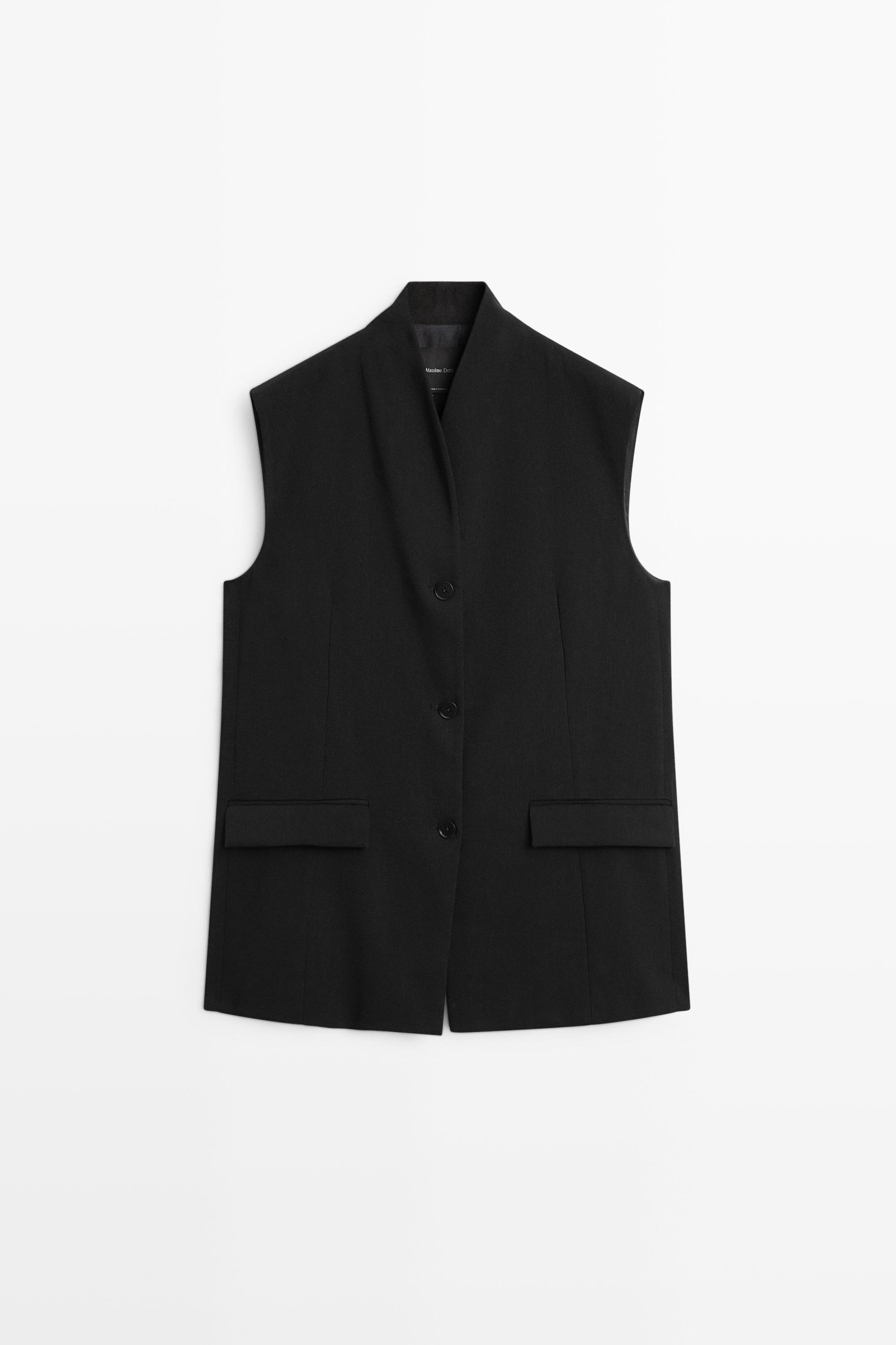 High-neck vest Black