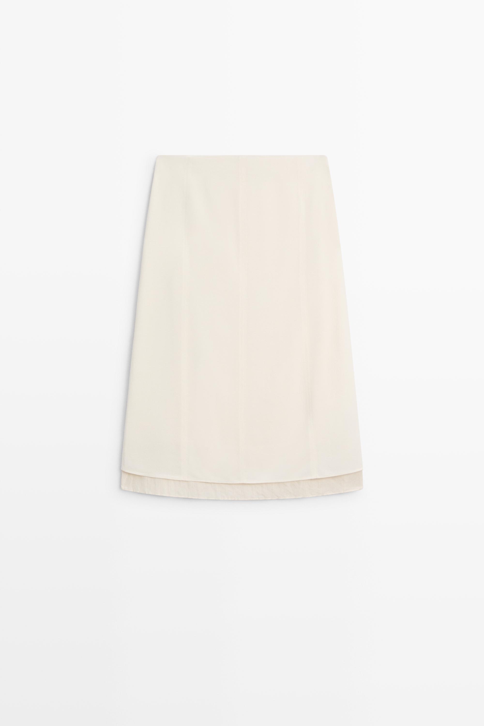 Double-layered midi skirt with seam detail Off White