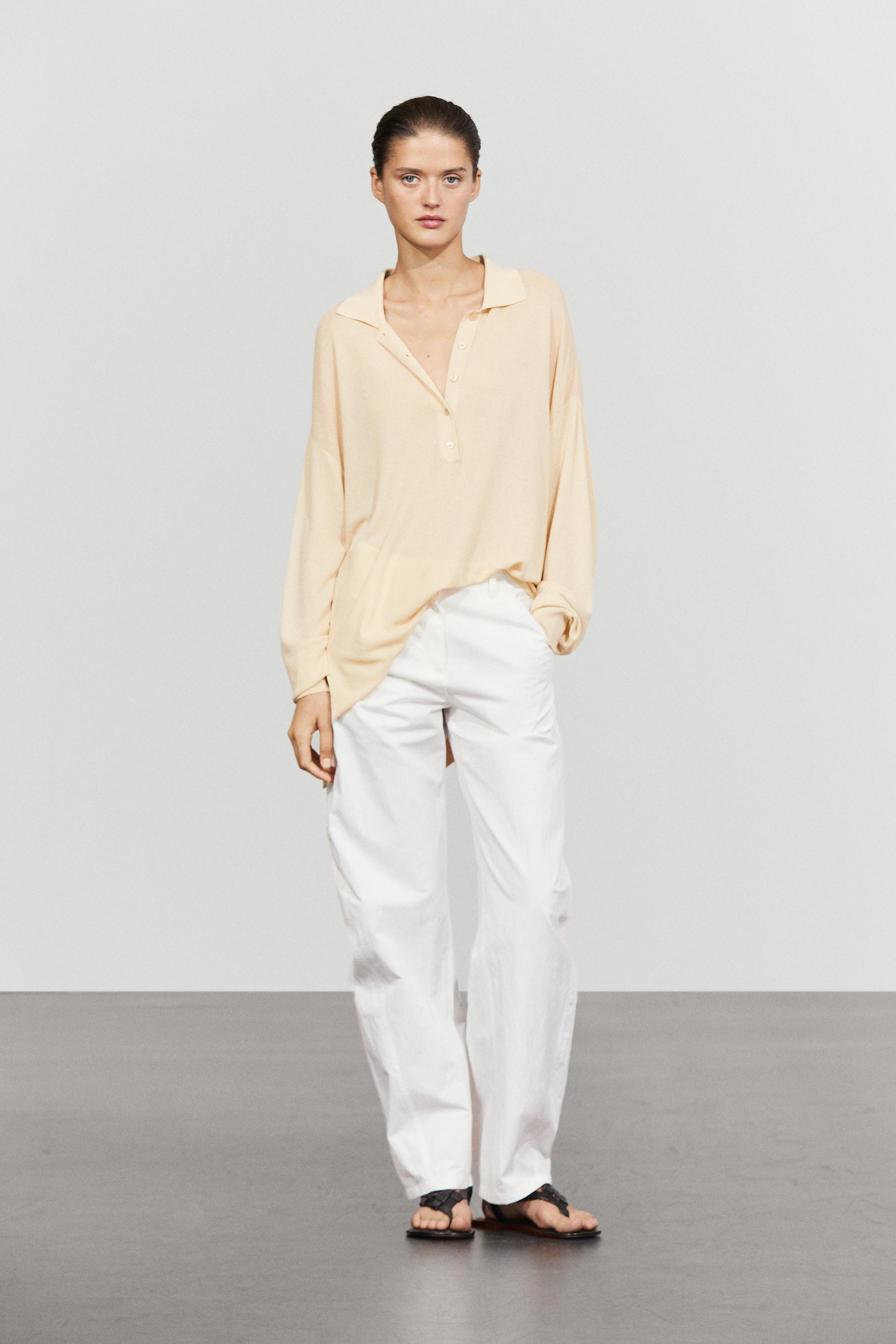 Polo collar sweater Ivory