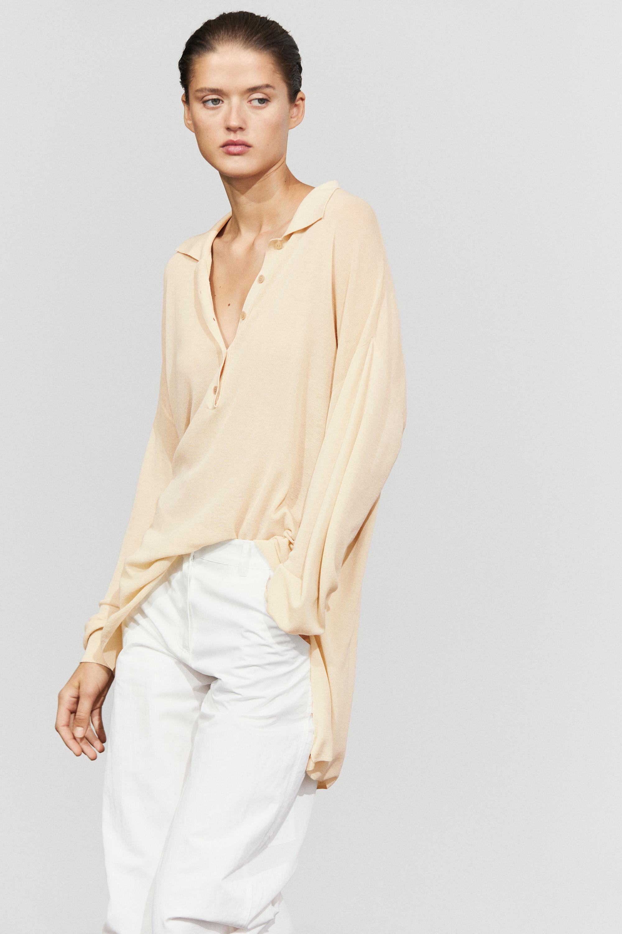 Polo collar sweater Ivory