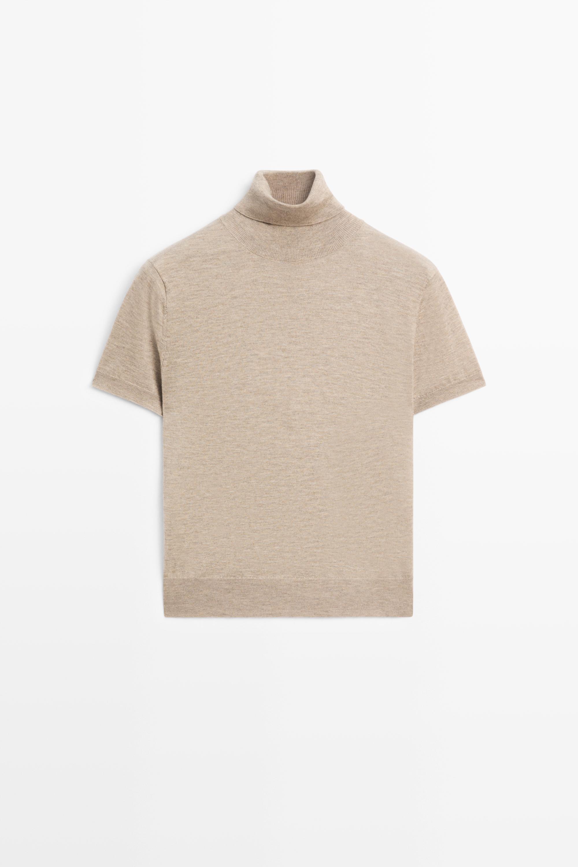 Turtleneck knit sweater Beige Marl