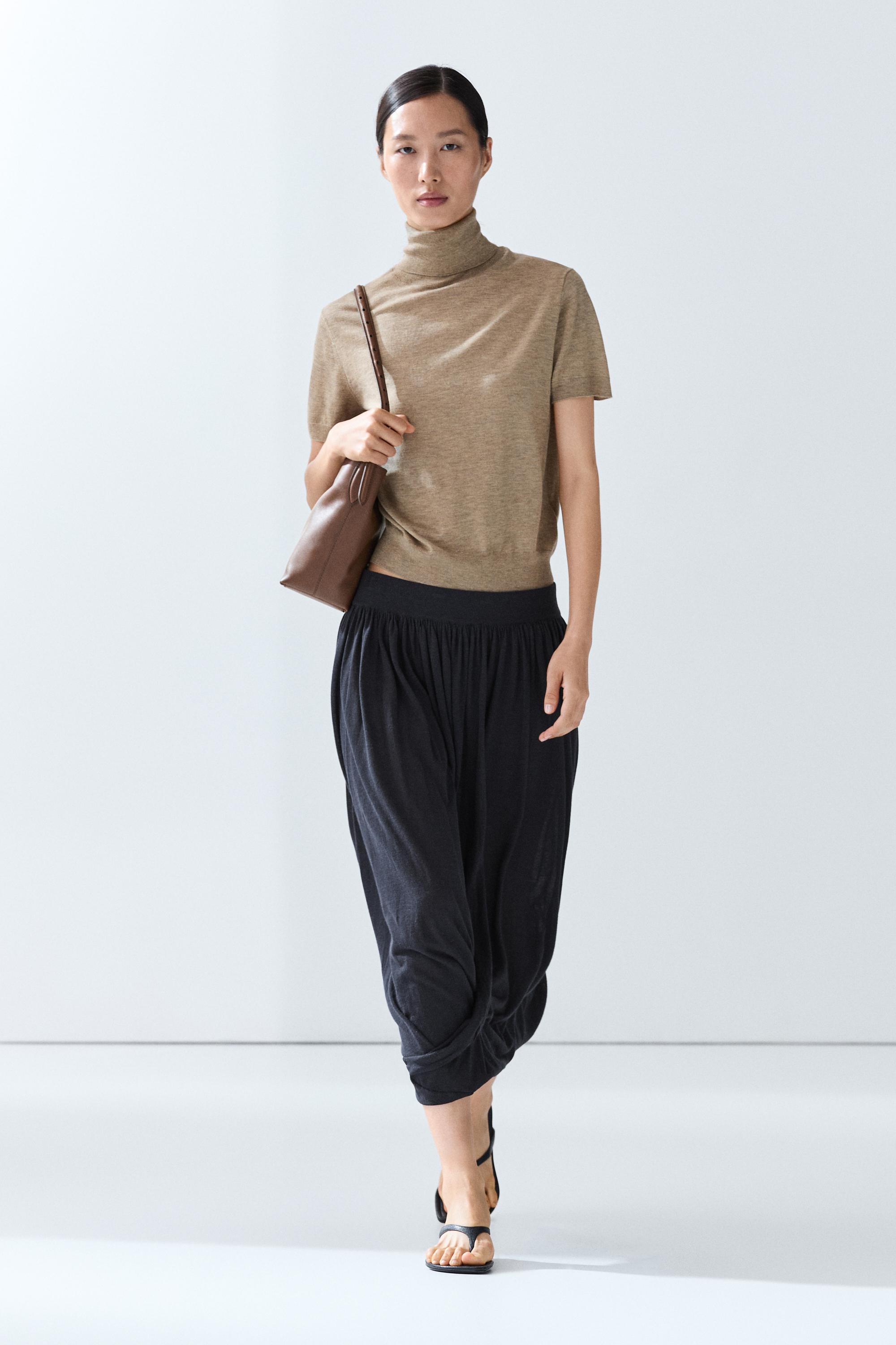 Turtleneck knit sweater Beige Marl