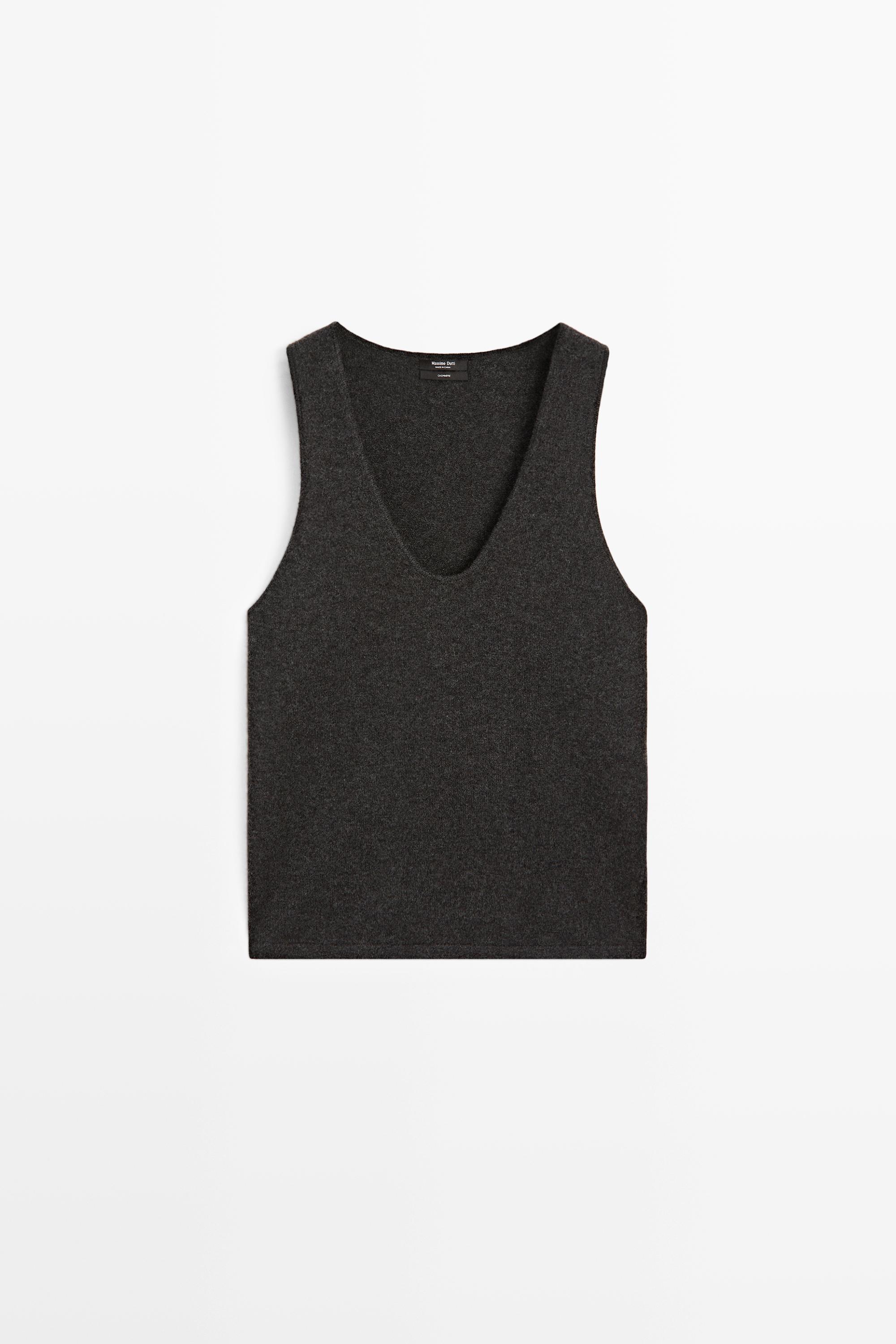 100% Cashmere Knit Top Grey