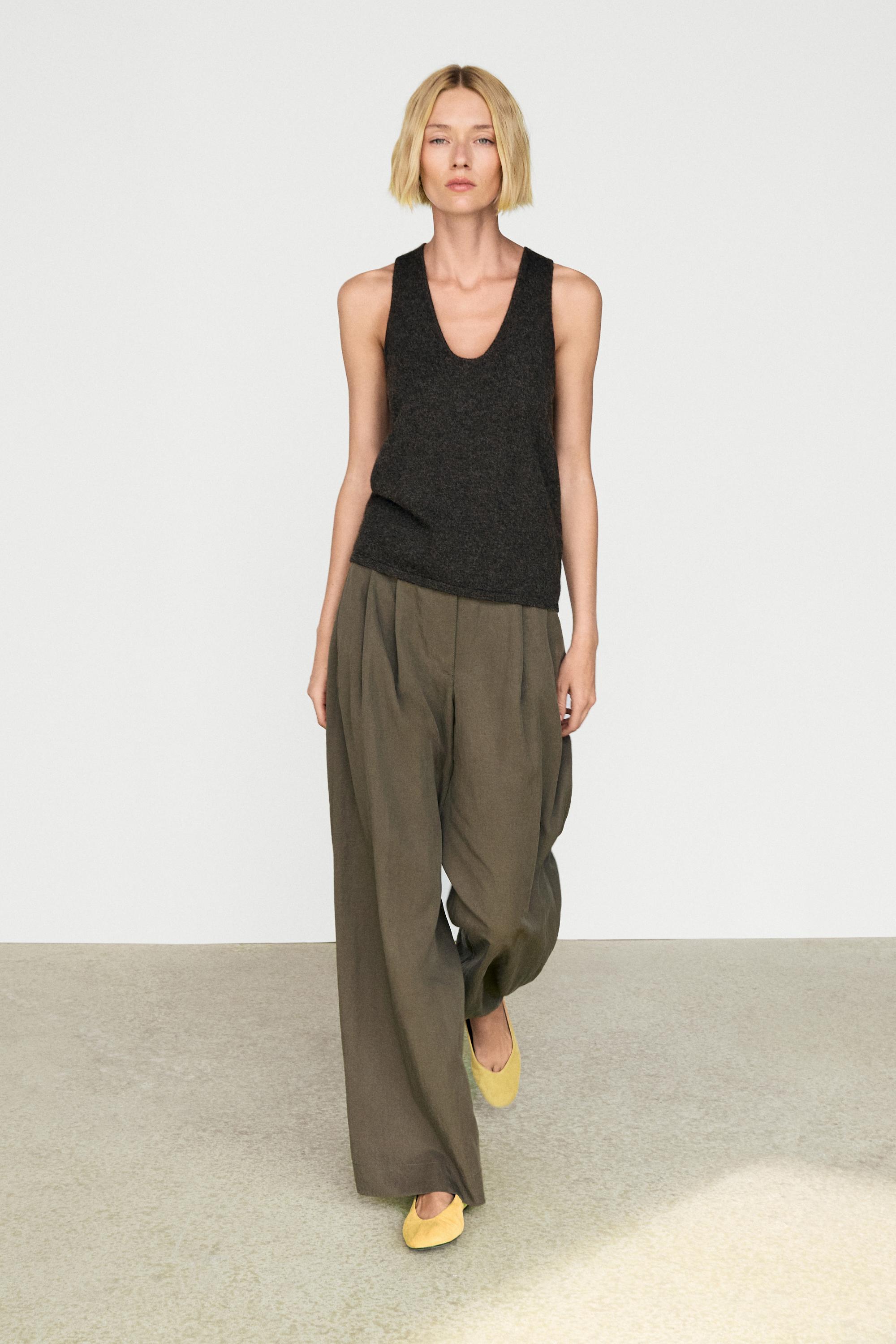 100% Cashmere Knit Top Grey