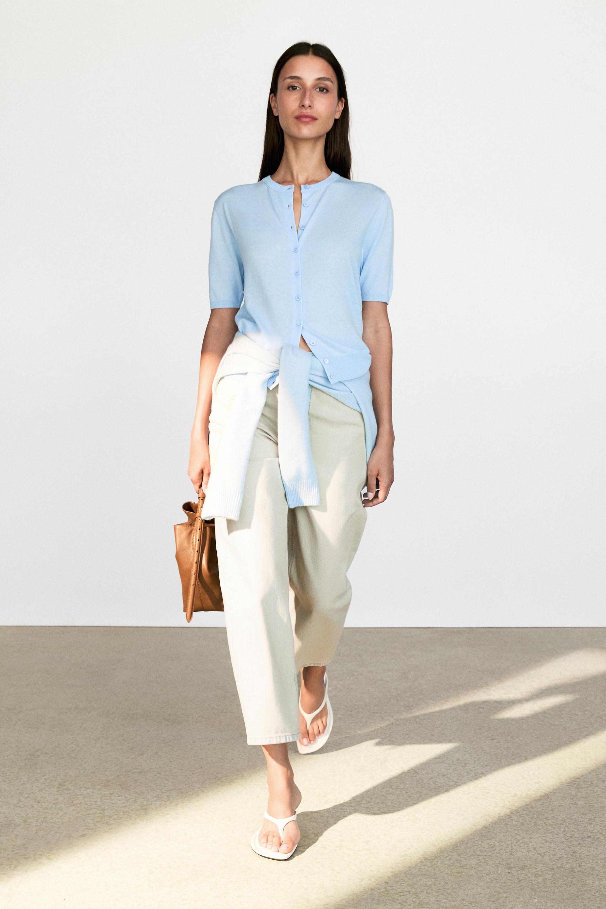 Short sleeve cardigan Sky Blue