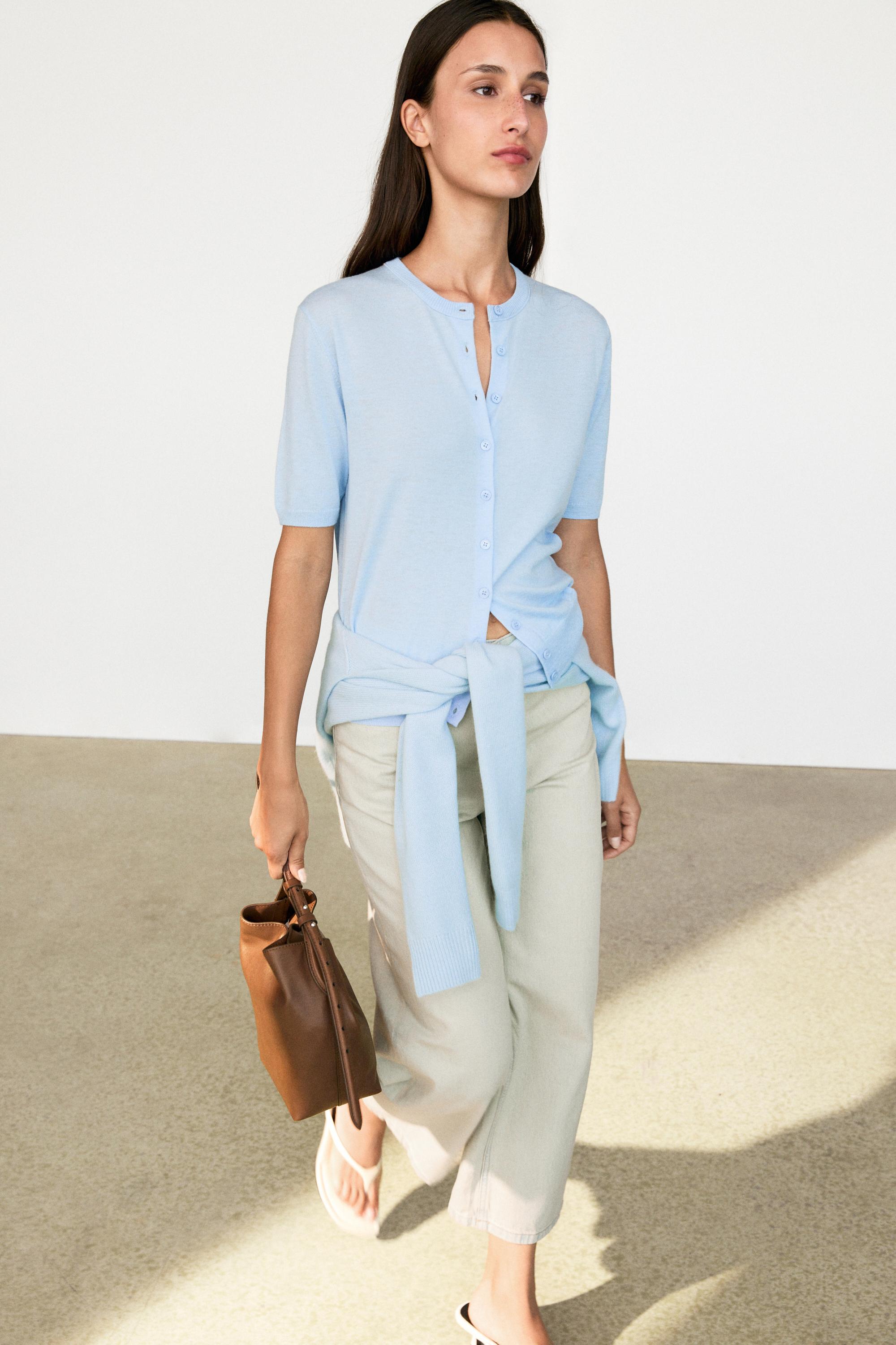 Short sleeve cardigan Sky Blue