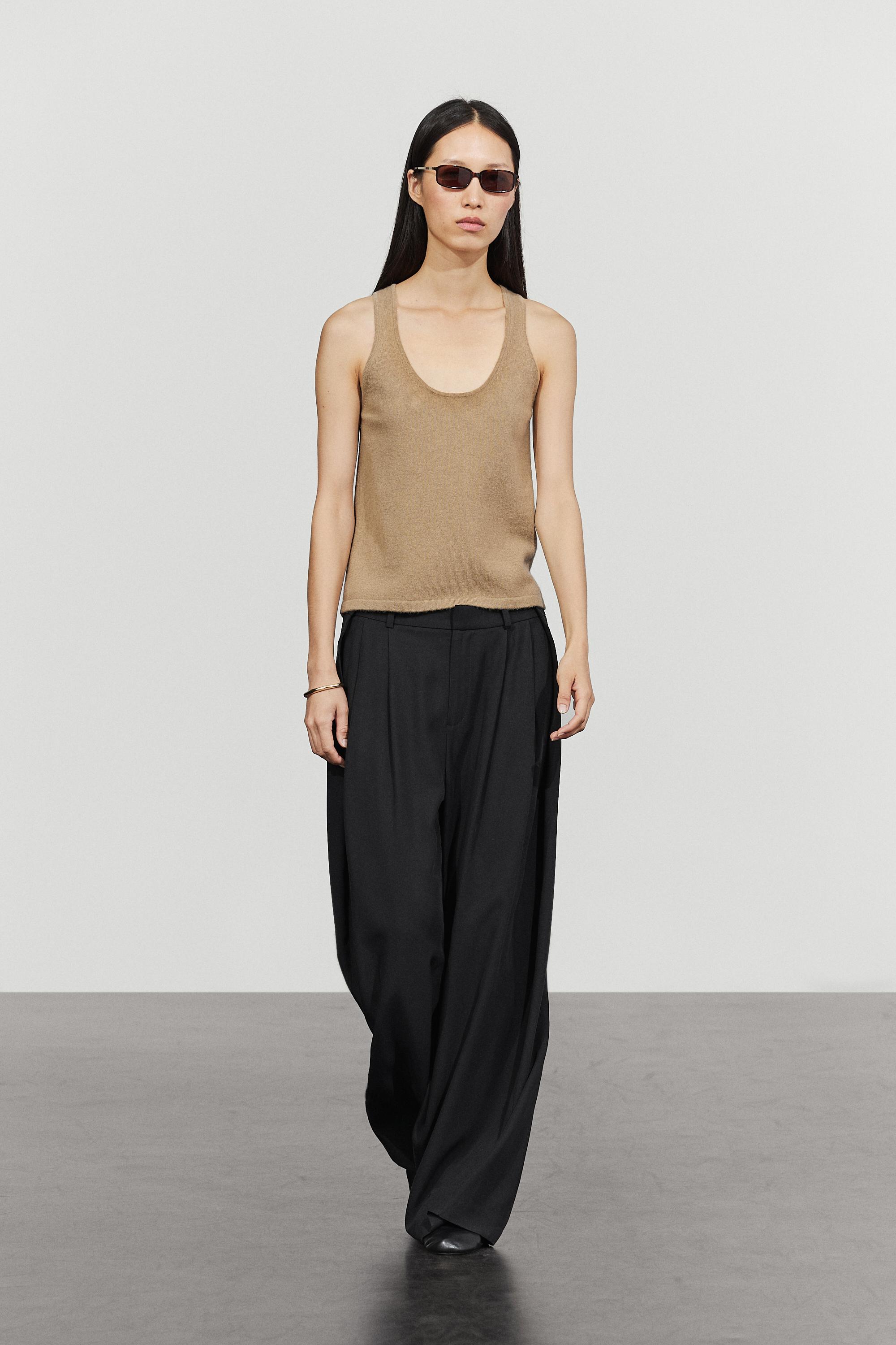 Wool blend knit round neck top Greenish