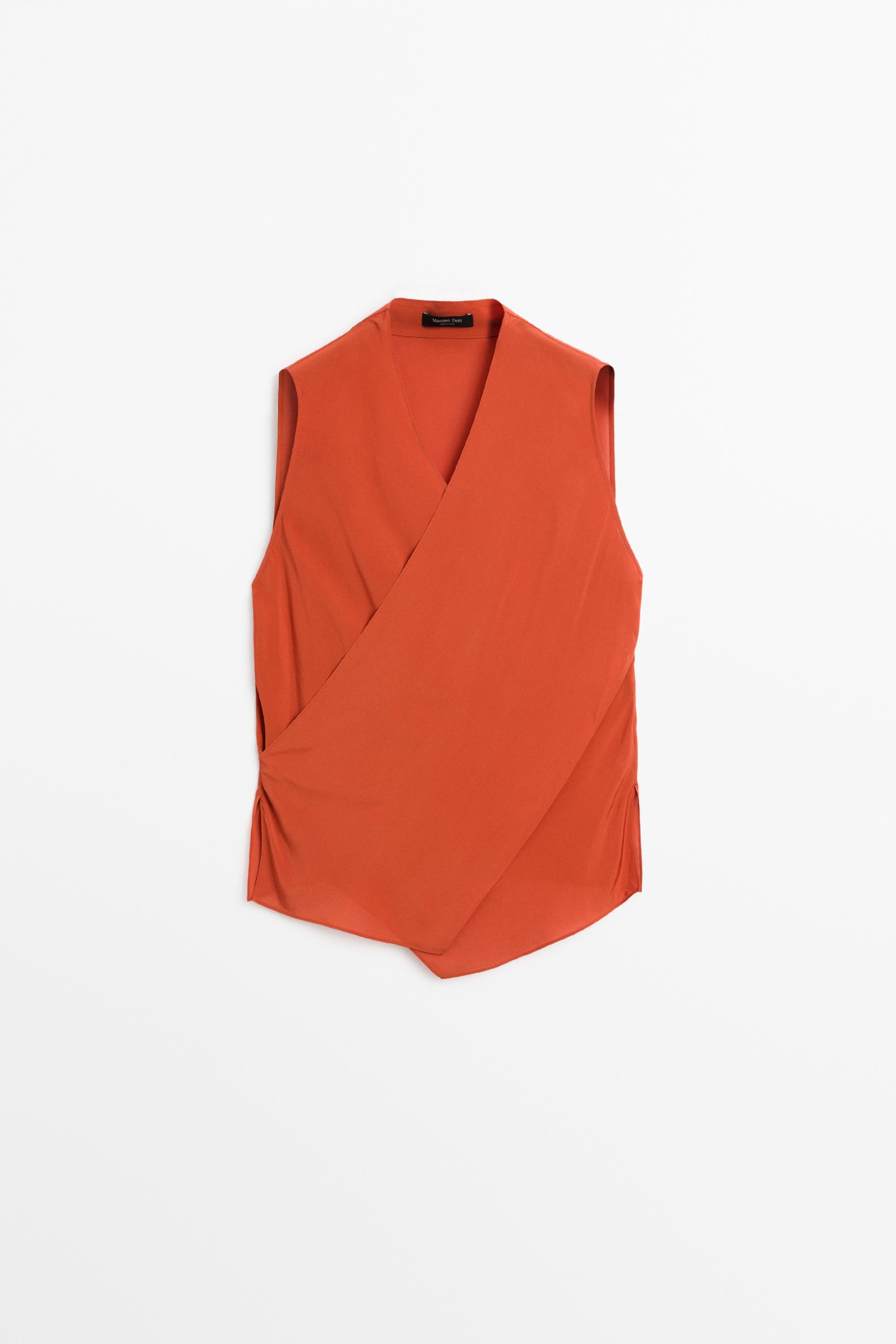 Flowing cross-over co-ord top Terra-Cotta