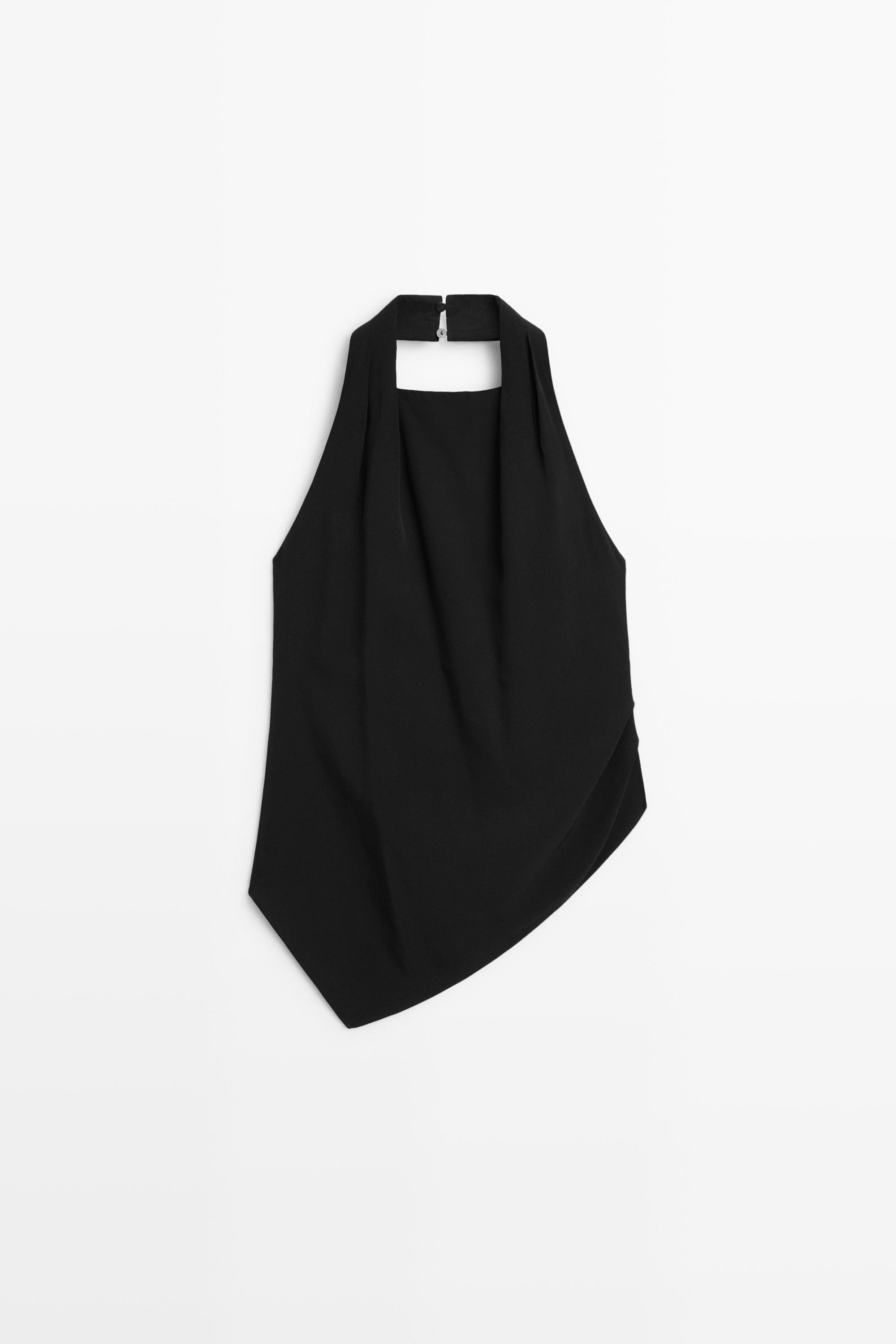 Flowing open-back top Black