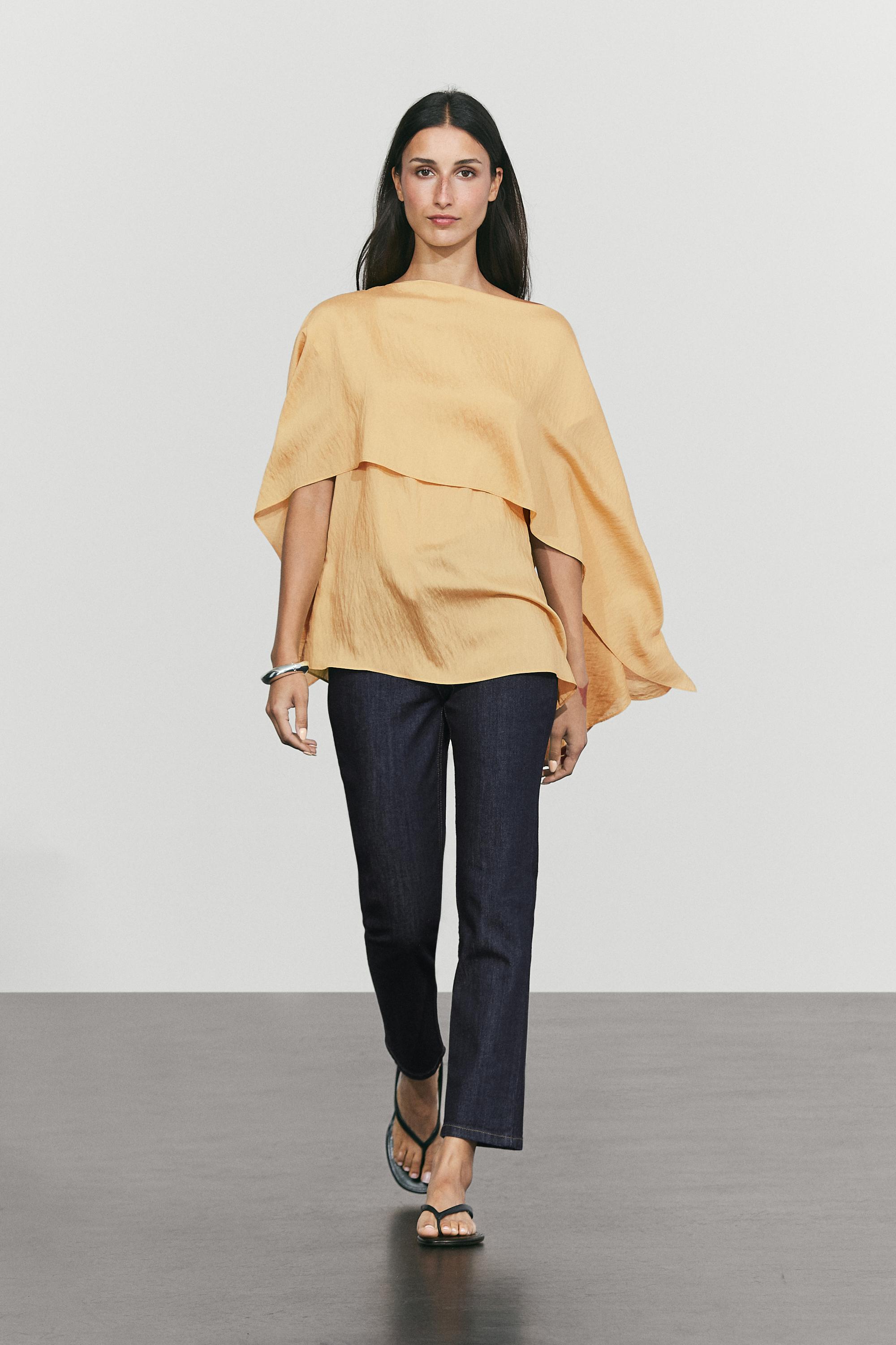 Flowing cape-style blouse Yellow