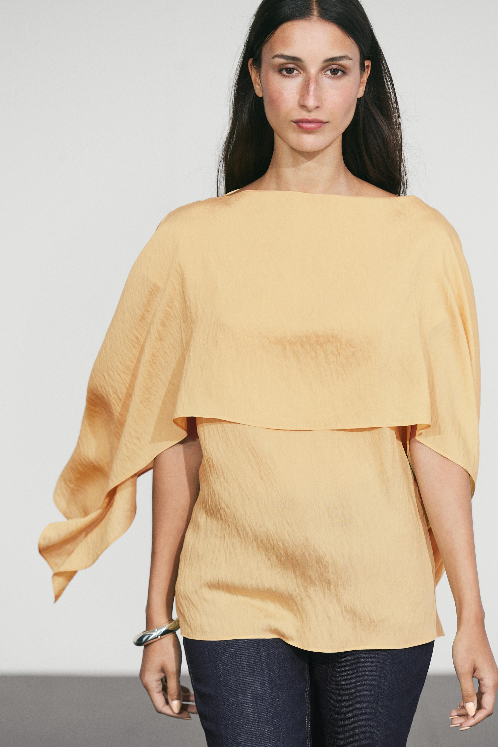 Flowing cape-style blouse Yellow