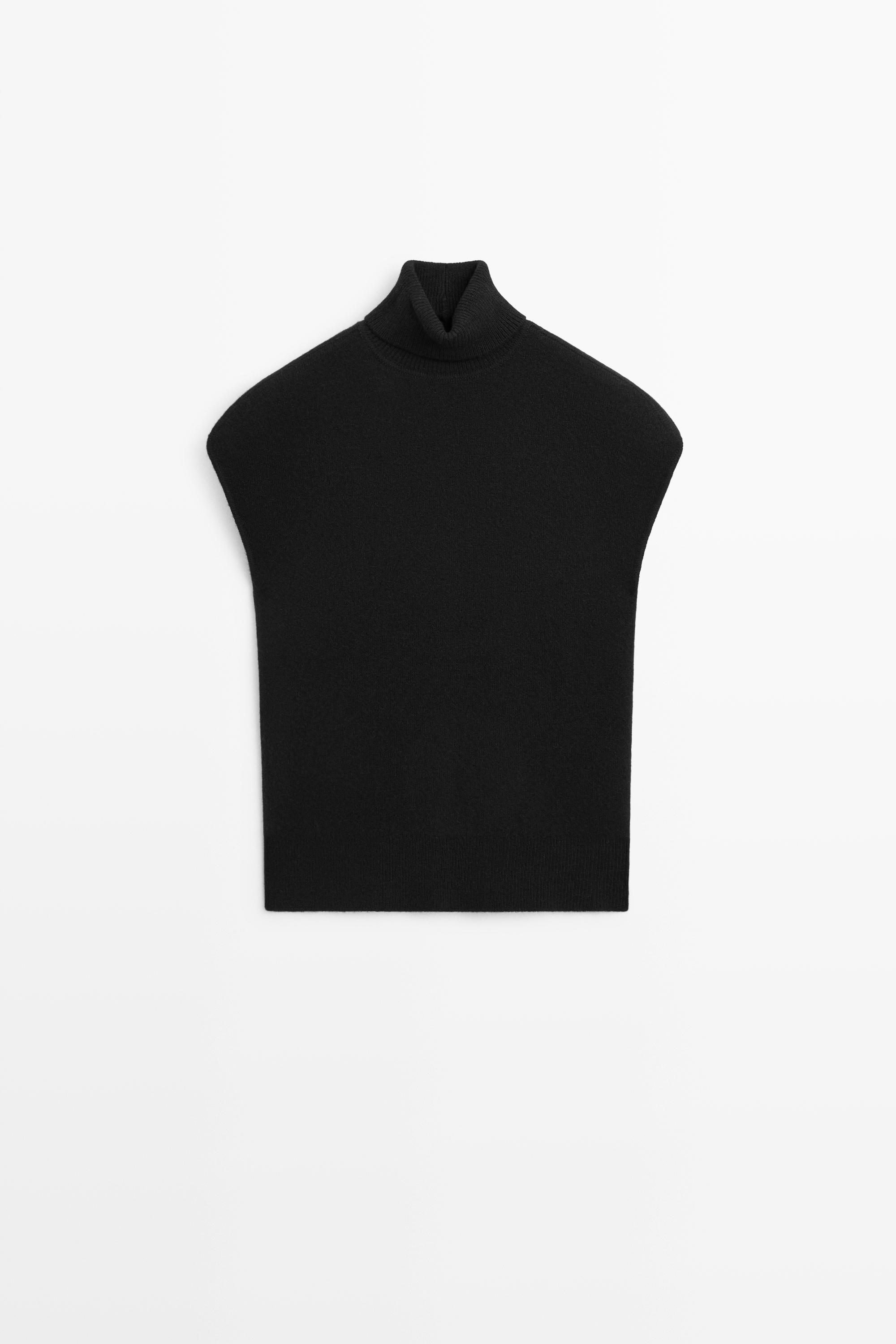 Knit sweater with side vents Black
