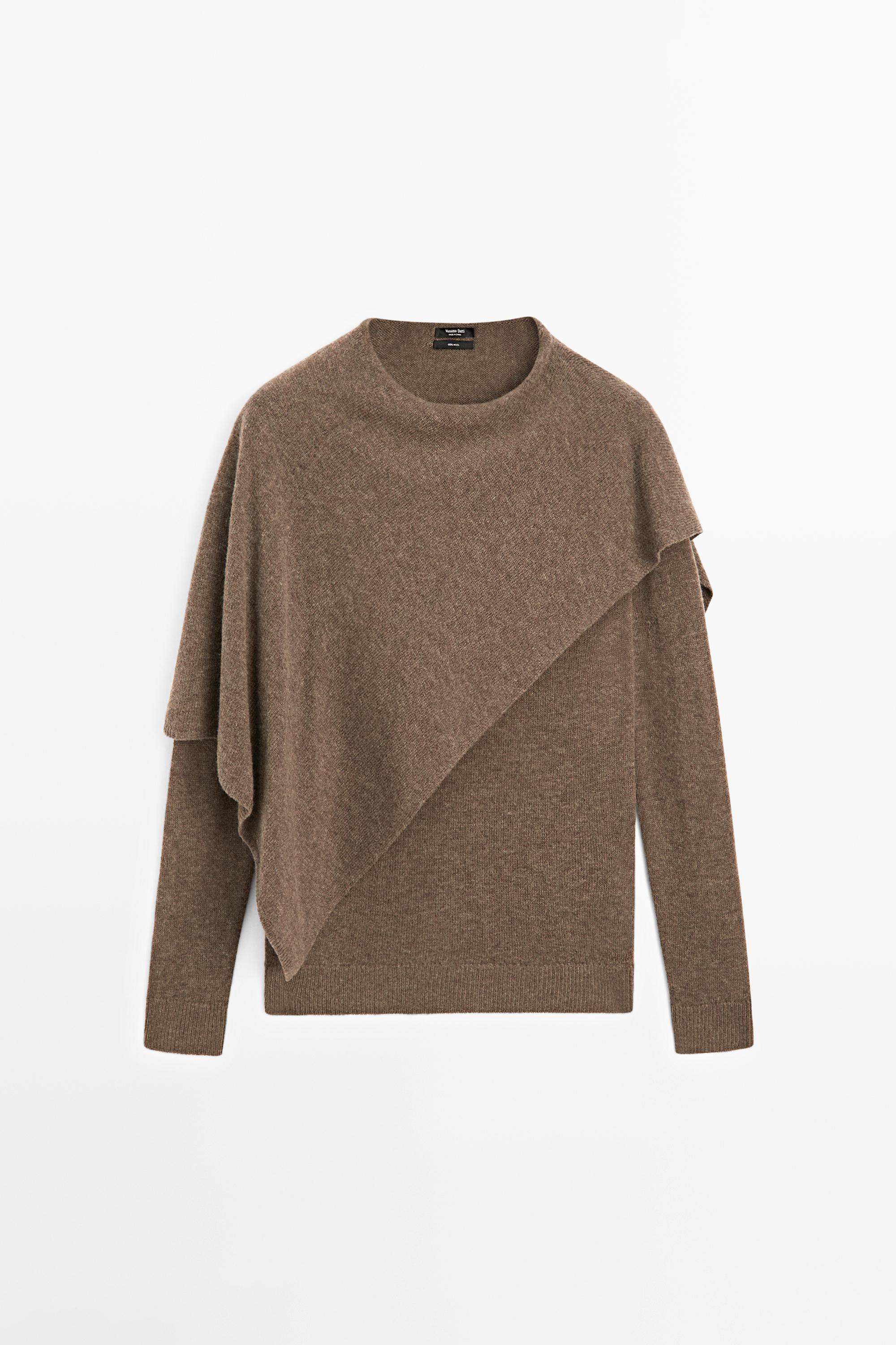 100% wool cape-style knit sweater Brown