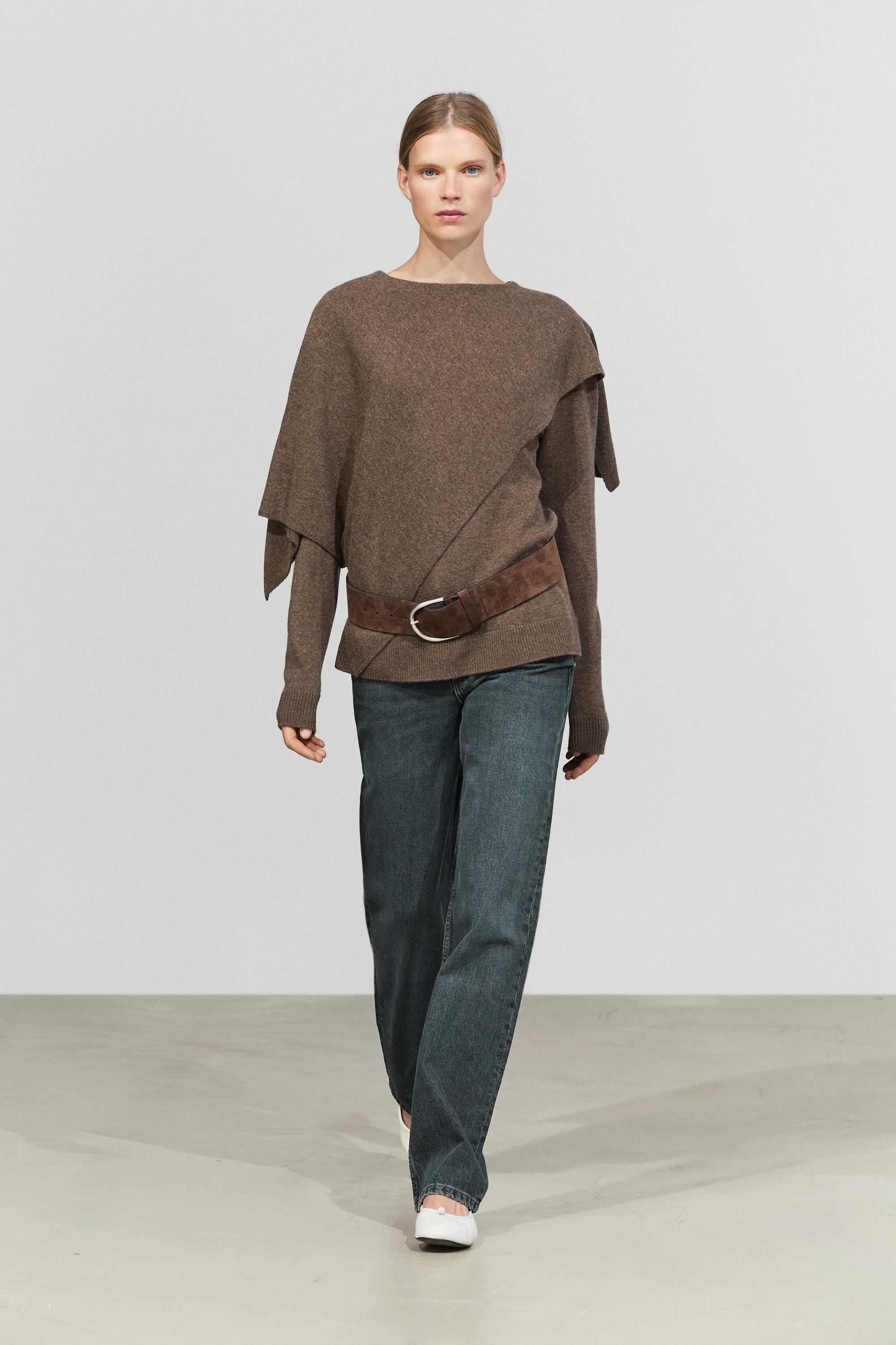 100% wool cape-style knit sweater Brown