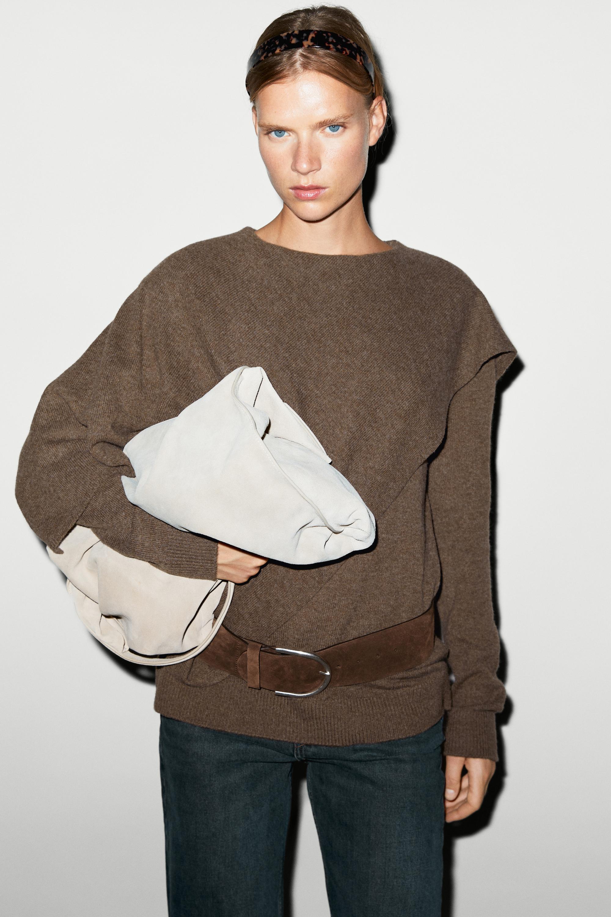 100% wool cape-style knit sweater Brown