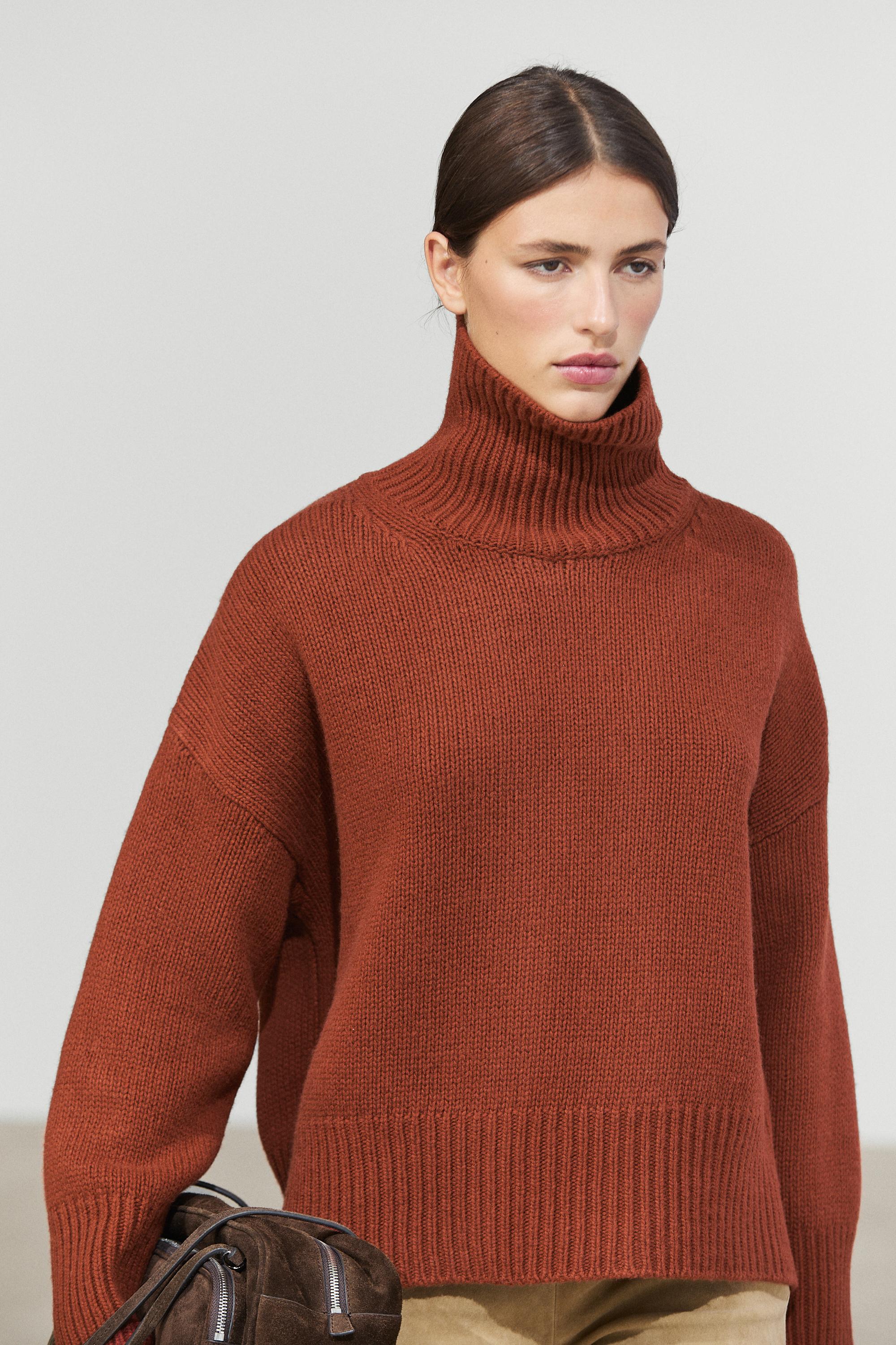 100% wool oversize knit sweater Burnt Orange