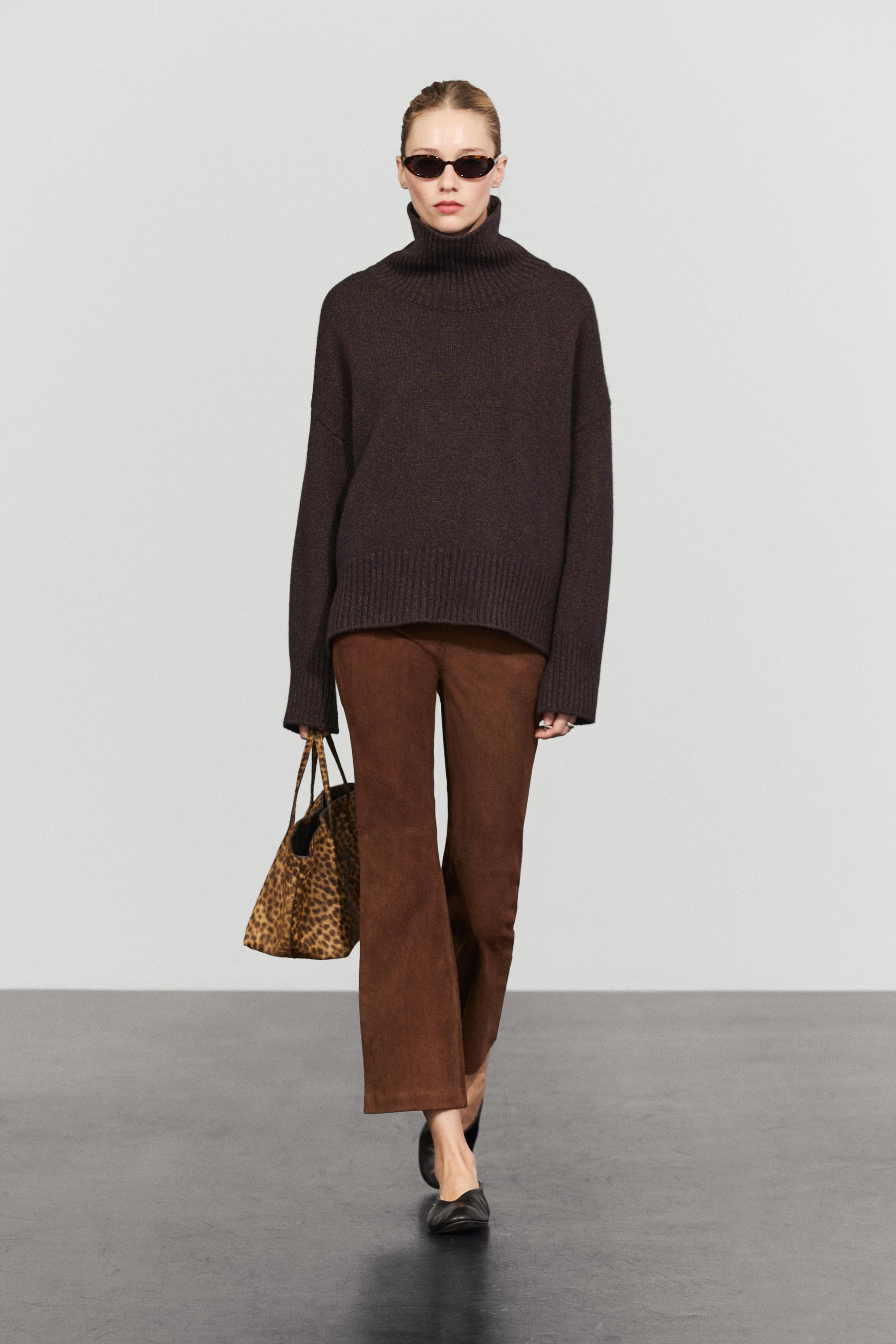 100% wool oversize knit sweater Brown