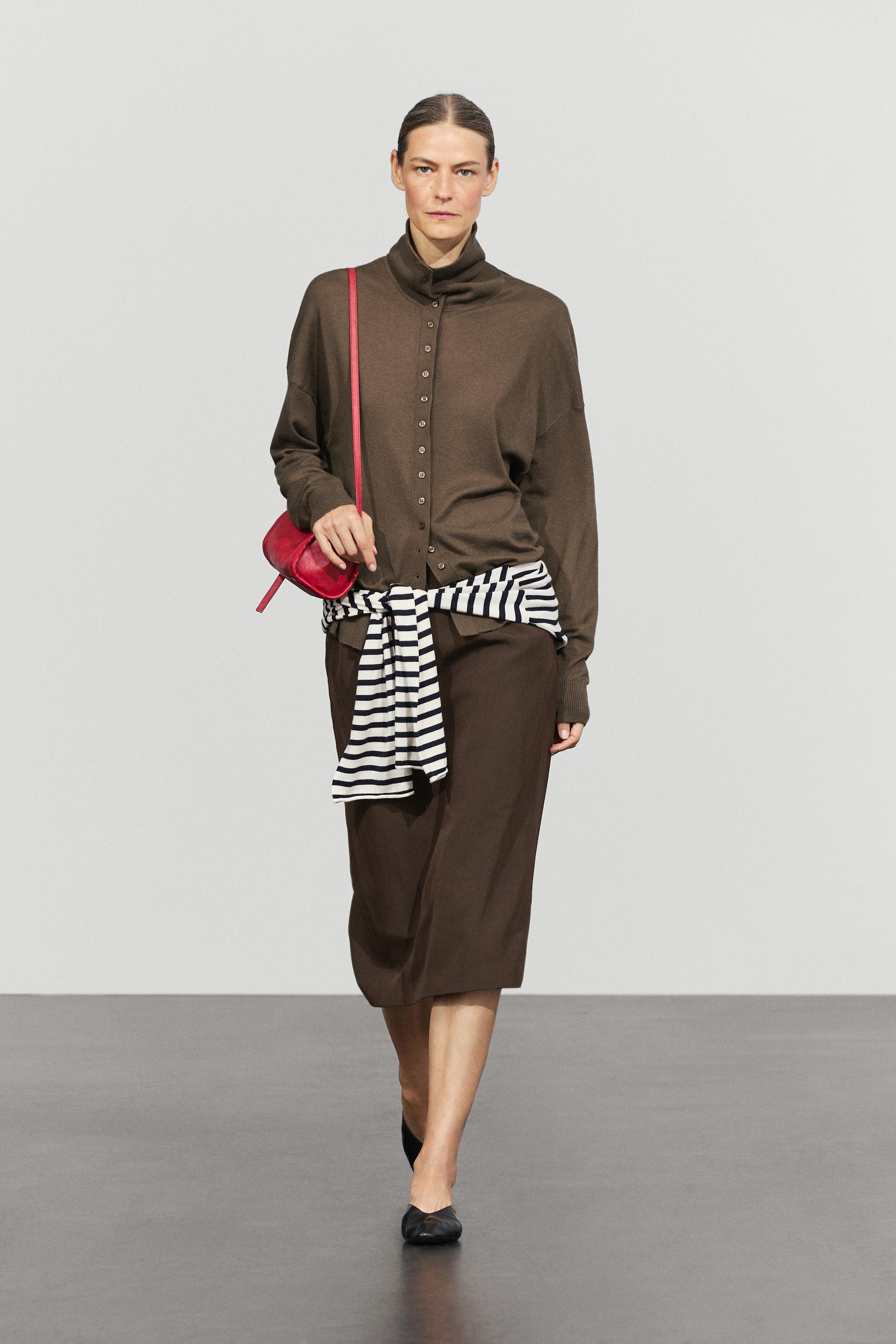 Turtleneck cardigan with button detail Khaki
