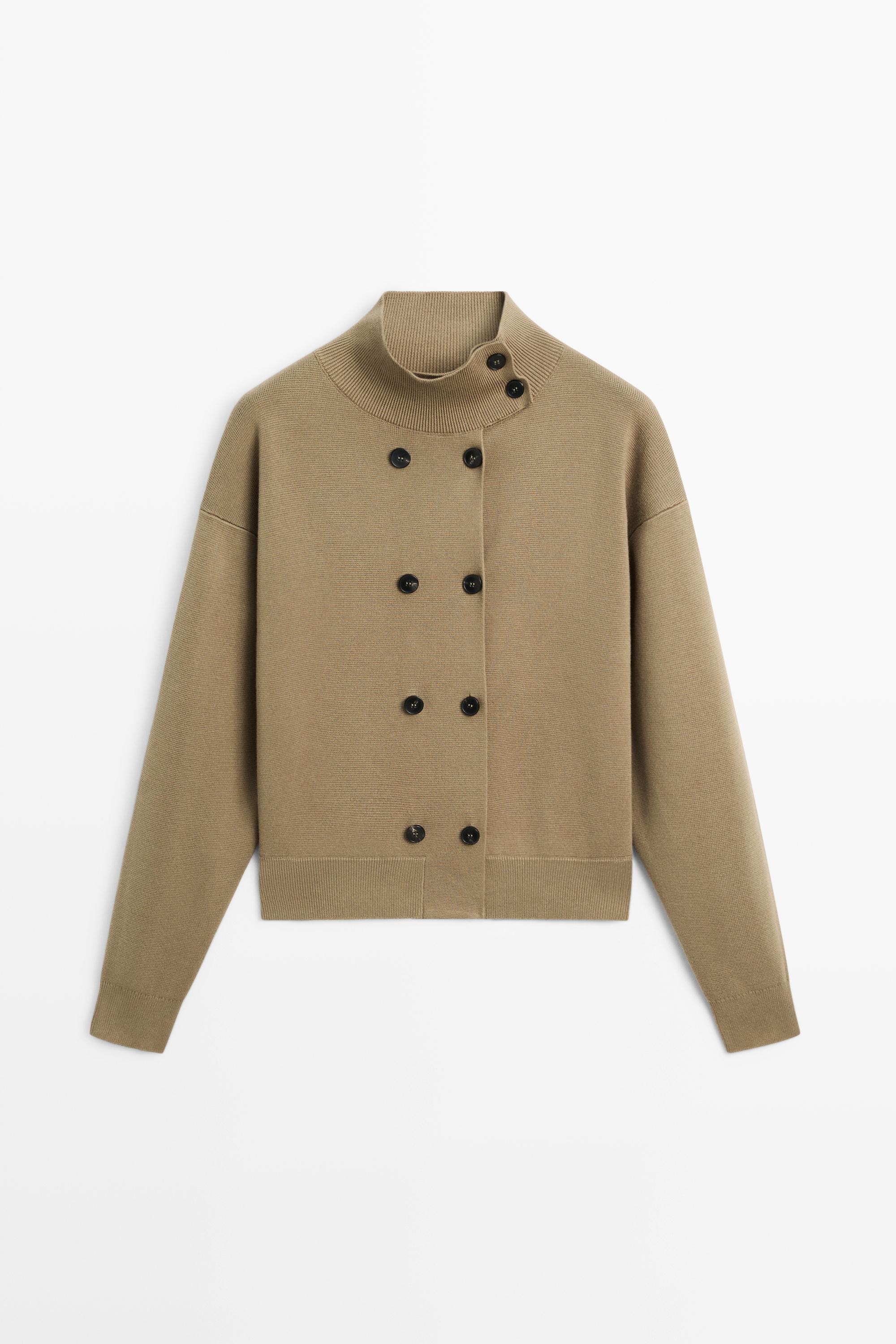 100% cotton double-breasted cardigan Washed