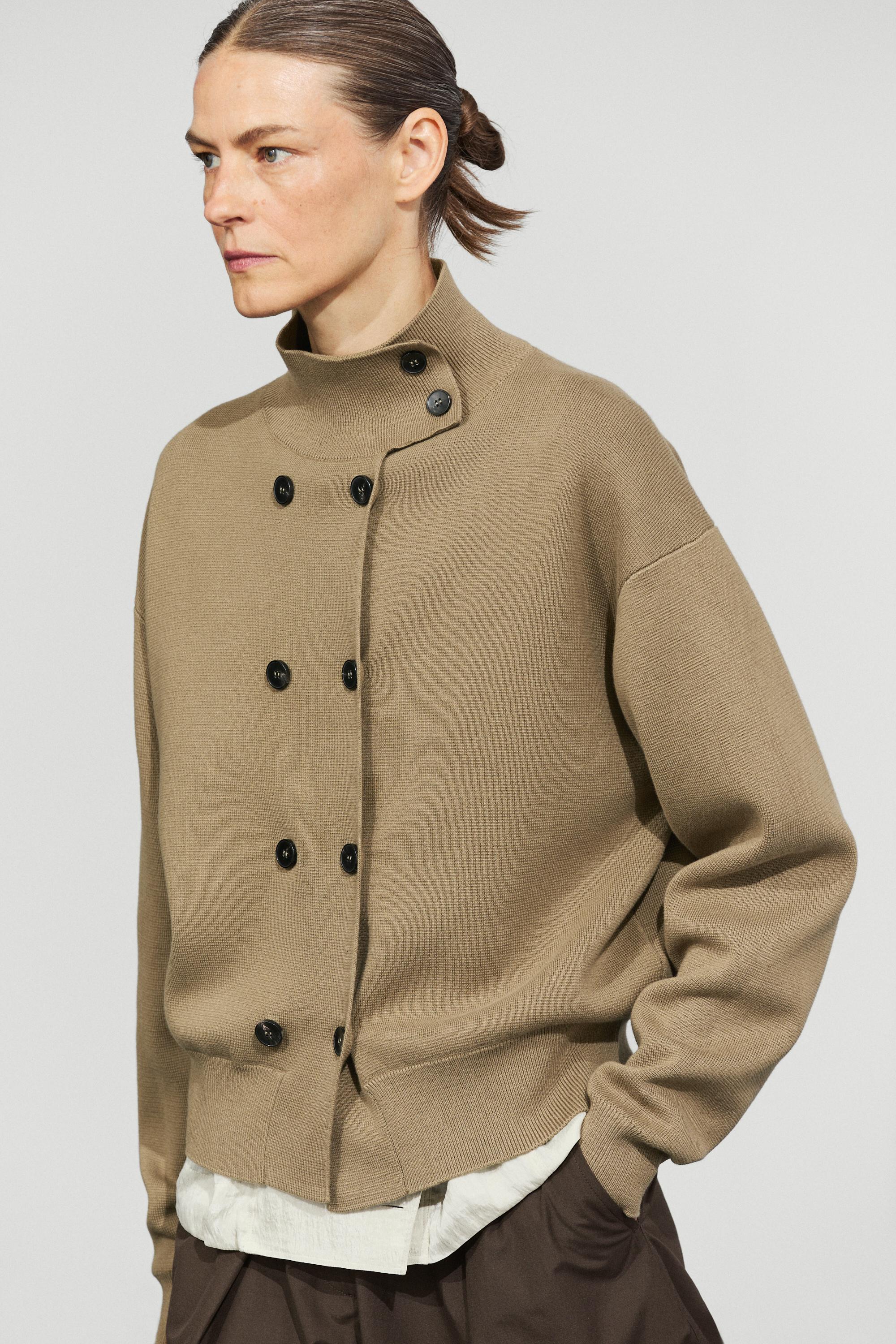 100% cotton double-breasted cardigan Washed