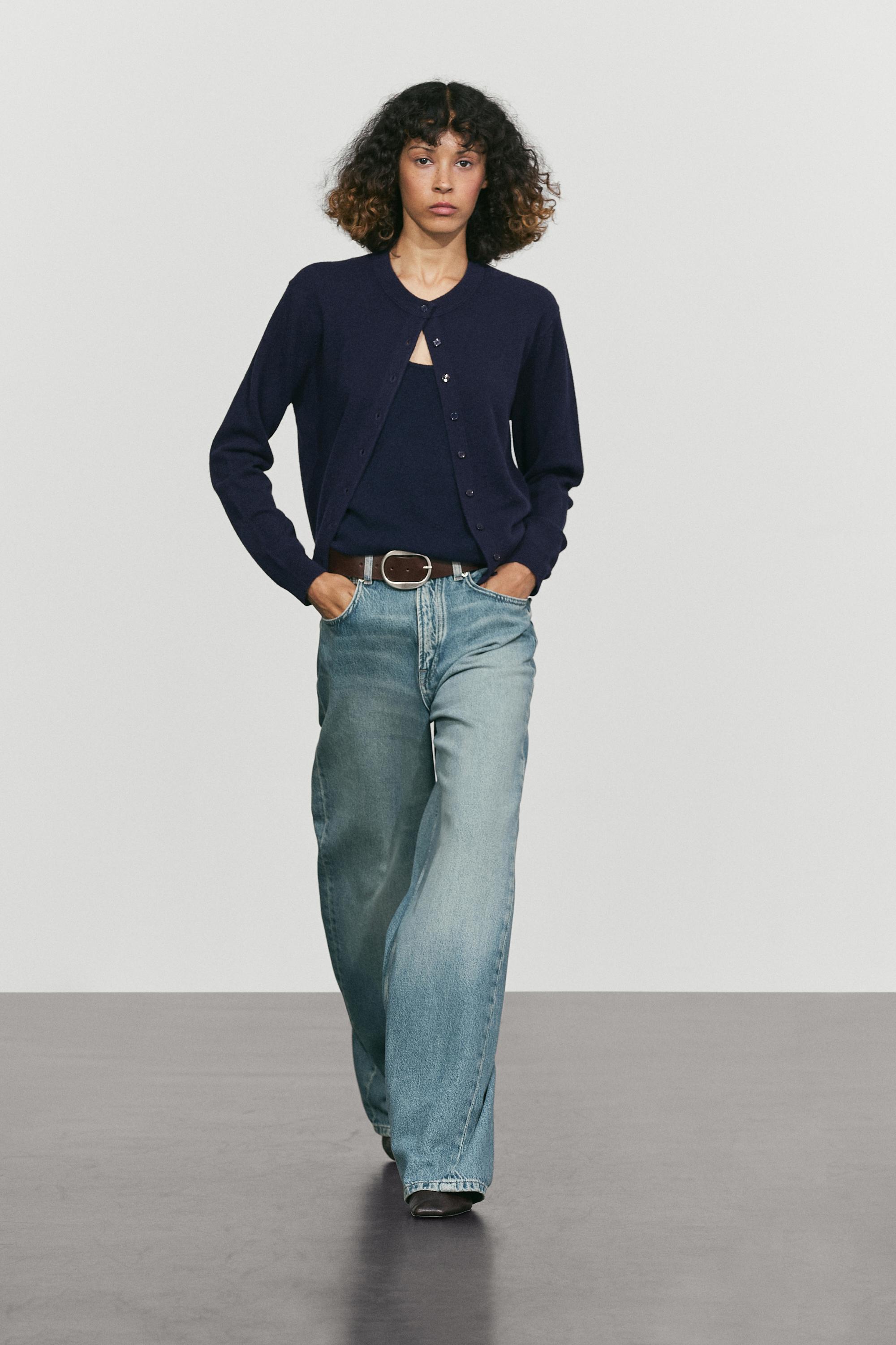 Knit cardigan with button detail Navy Blue
