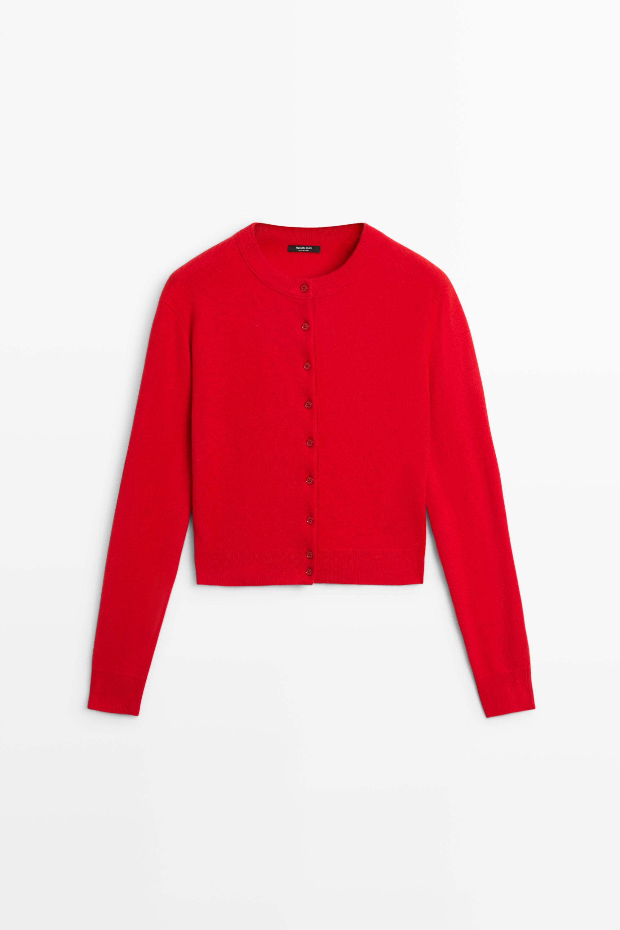 Knit cardigan with button detail Red