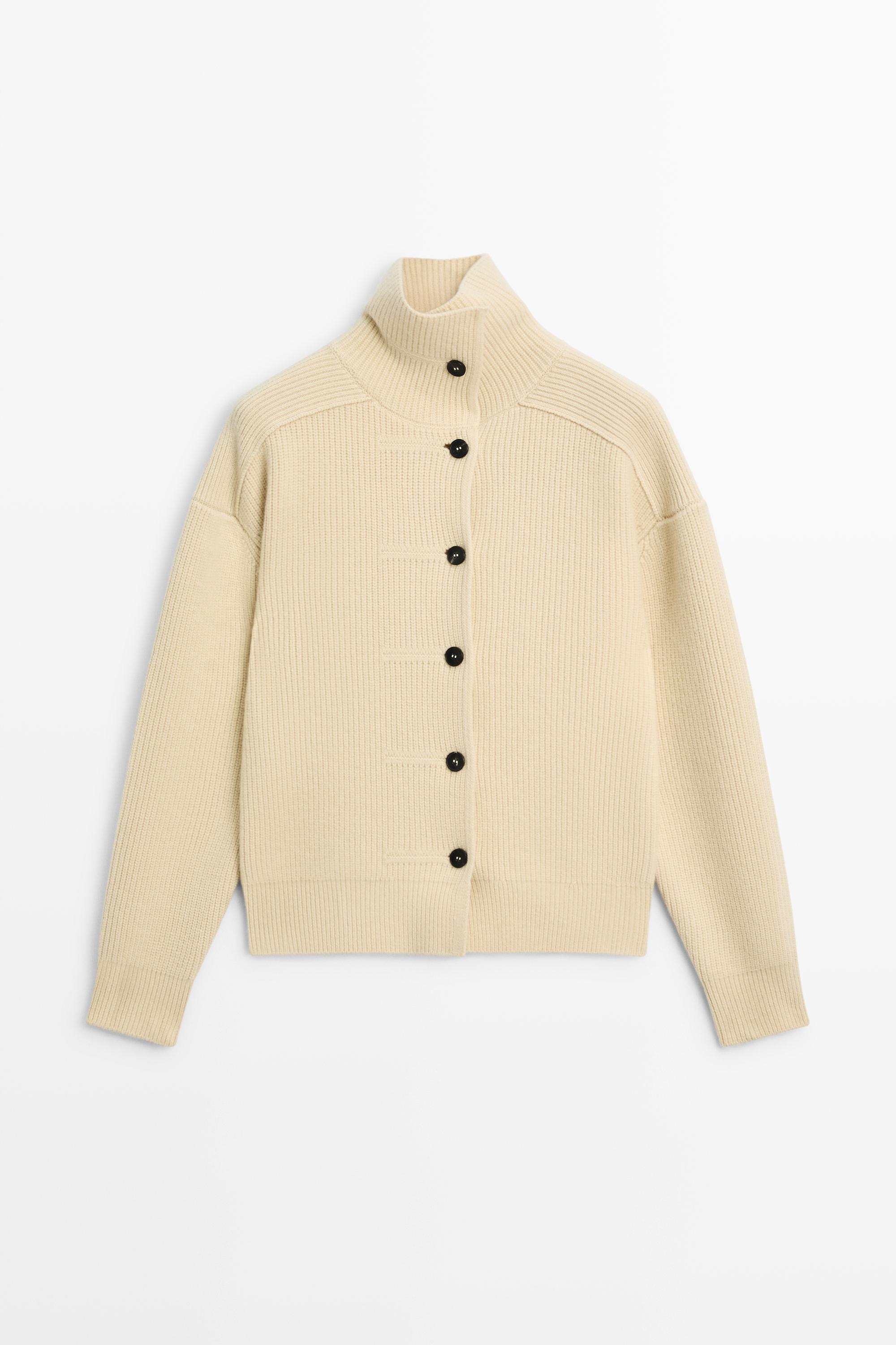 100% wool buttoned knit cardigan Vanilla