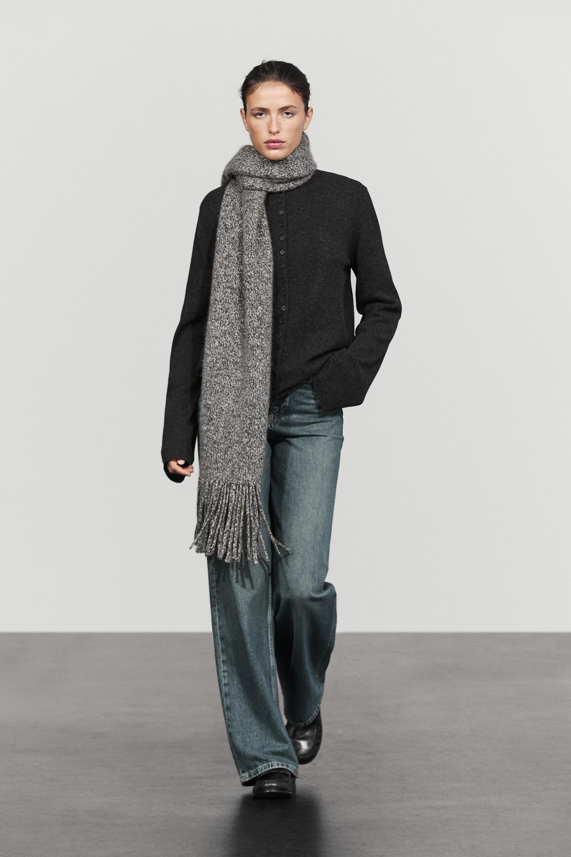 Wool-blend knit cardigan with buttons Anthracite Grey