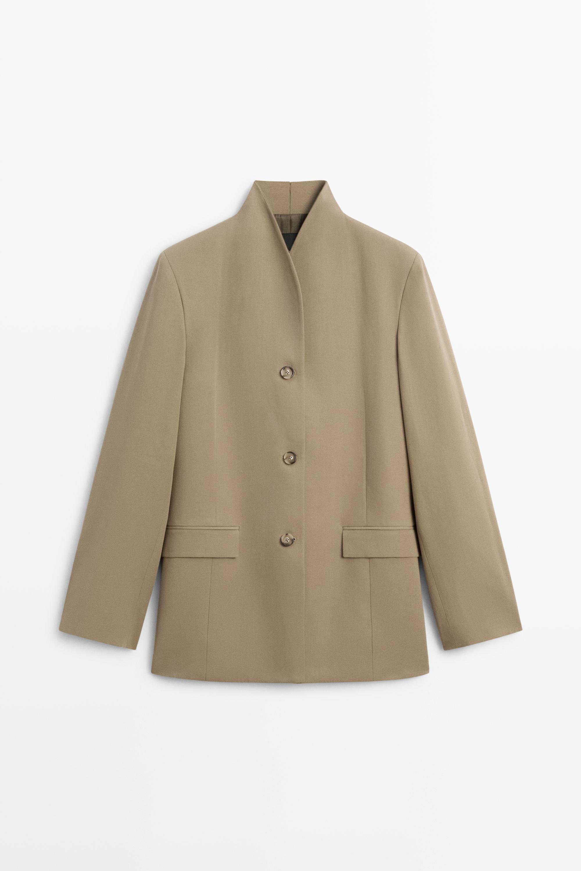 Stand collar blazer Mole Brown