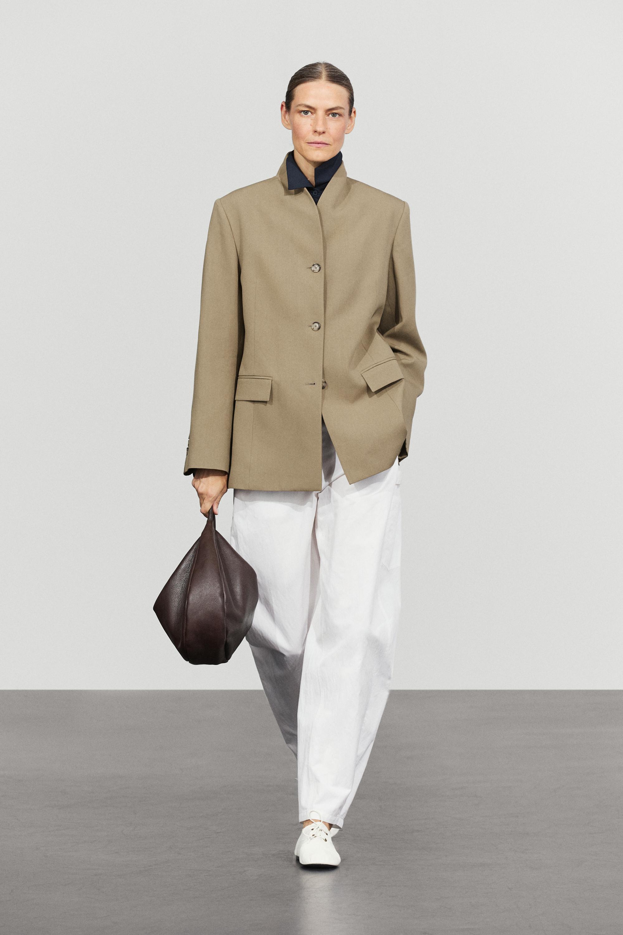 Stand collar blazer Mole Brown