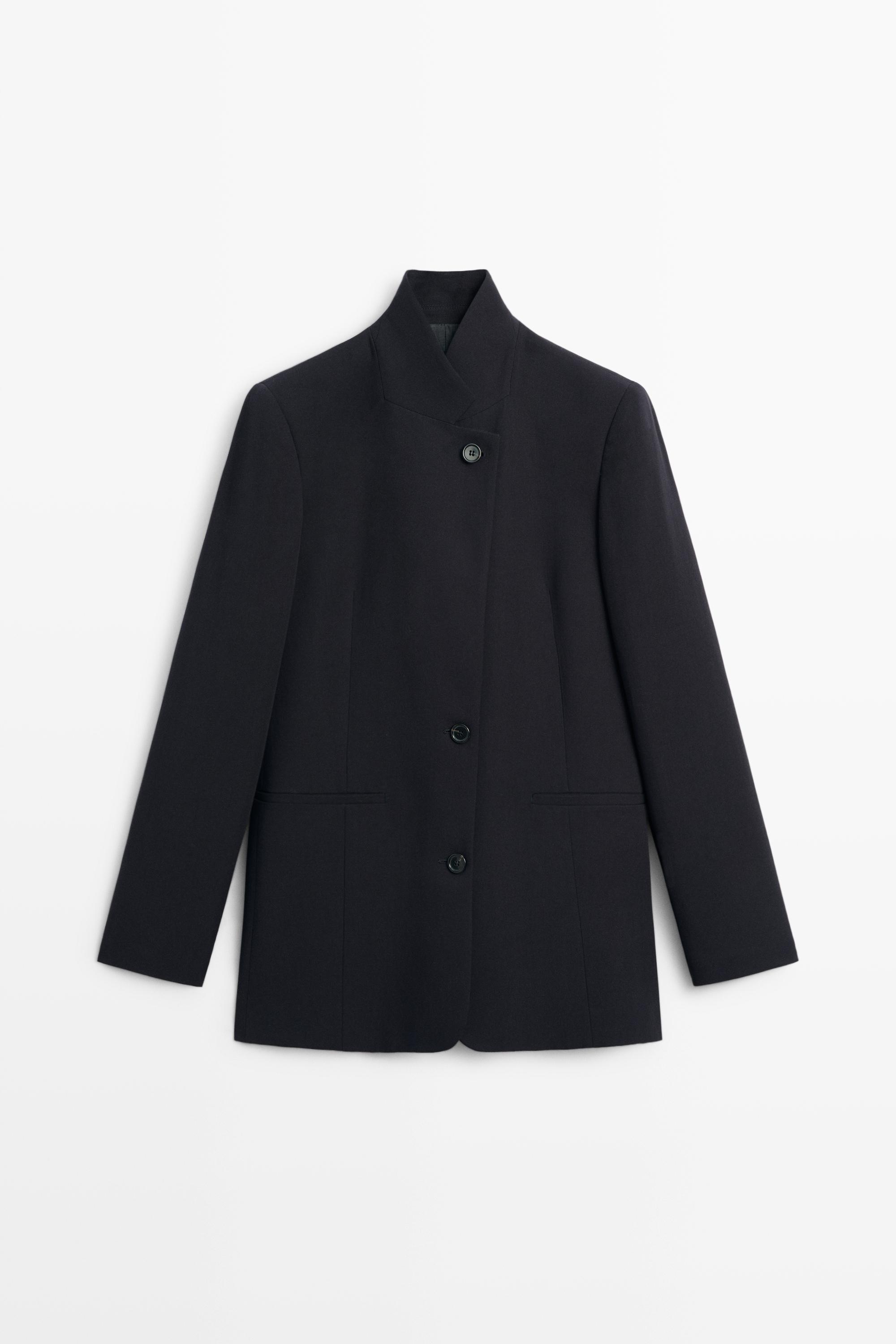 Flowy button-detail blazer Navy Blue