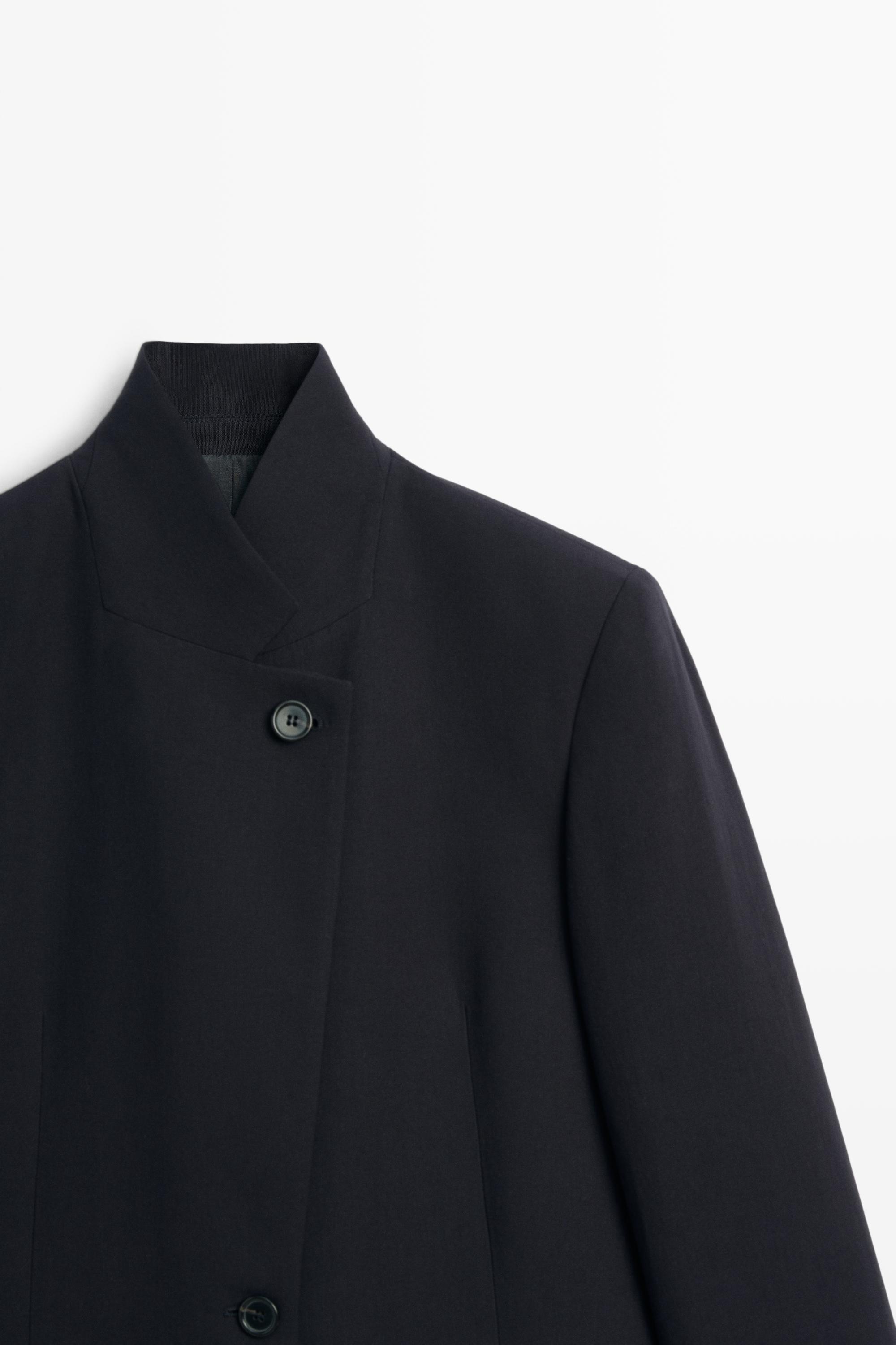 Flowy button-detail blazer Navy Blue