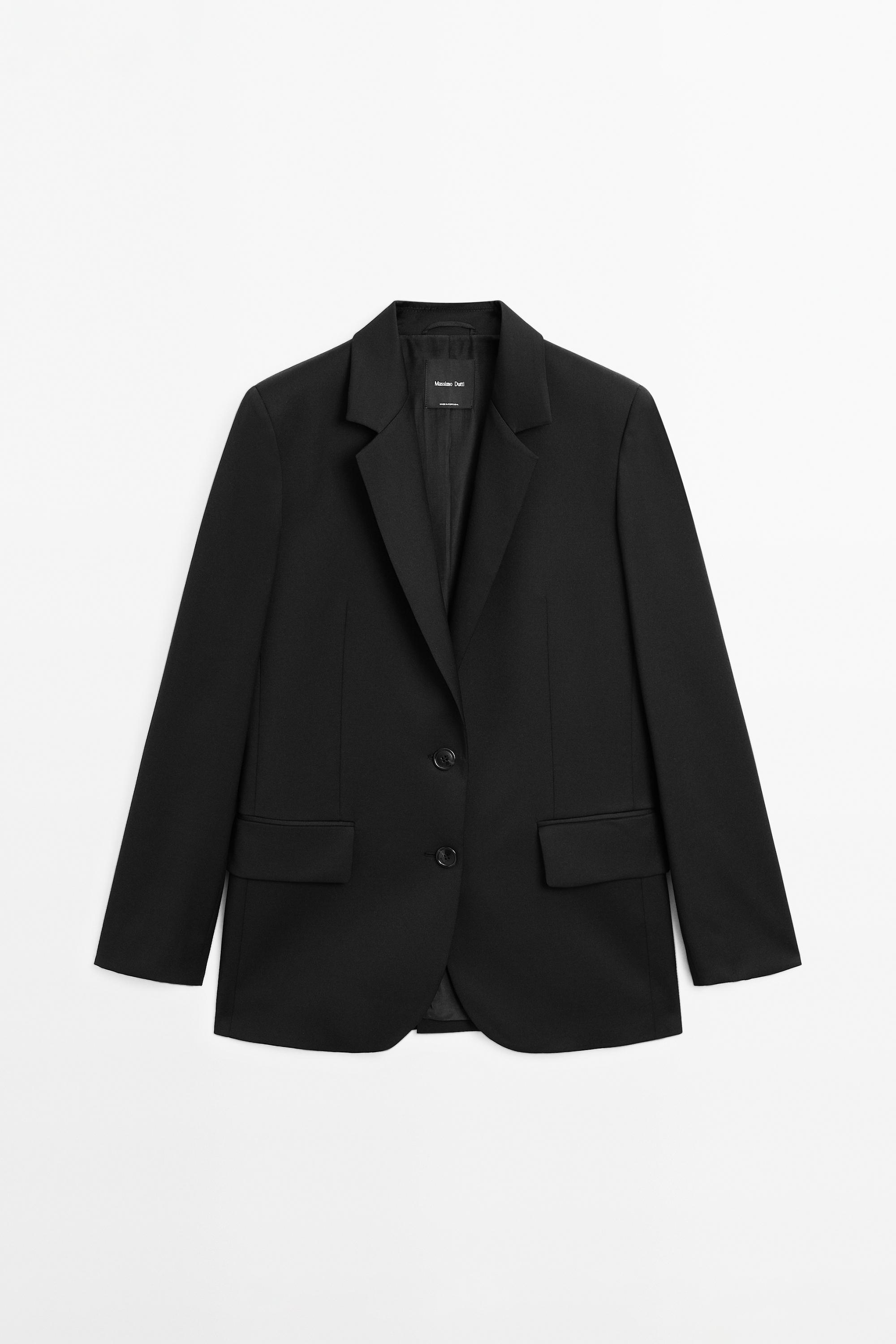 100% extra fine wool two-button blazer Black