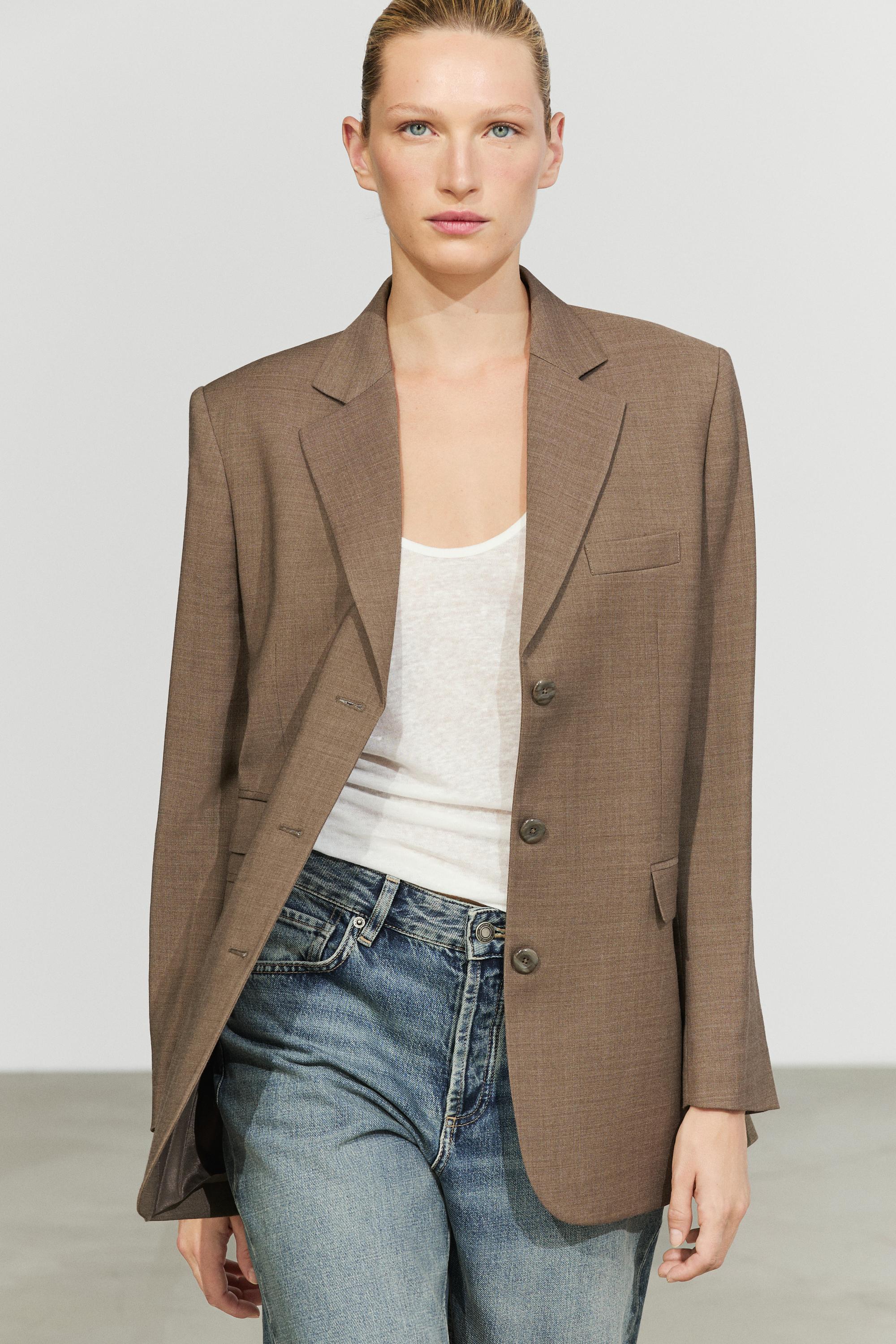 Melange 100% wool suit blazer Camel