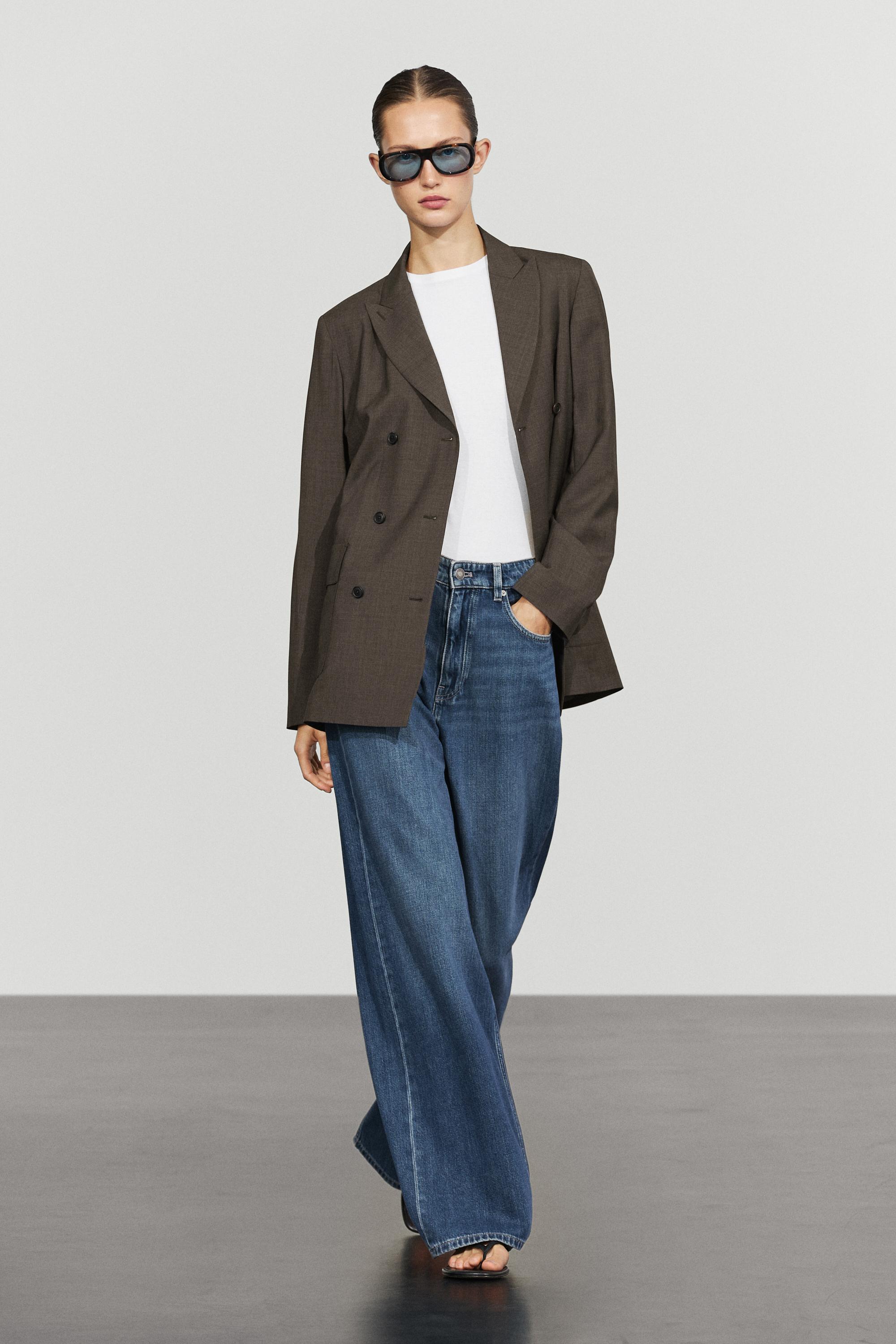 Double-breasted blazer with pocket detail Dark Grey