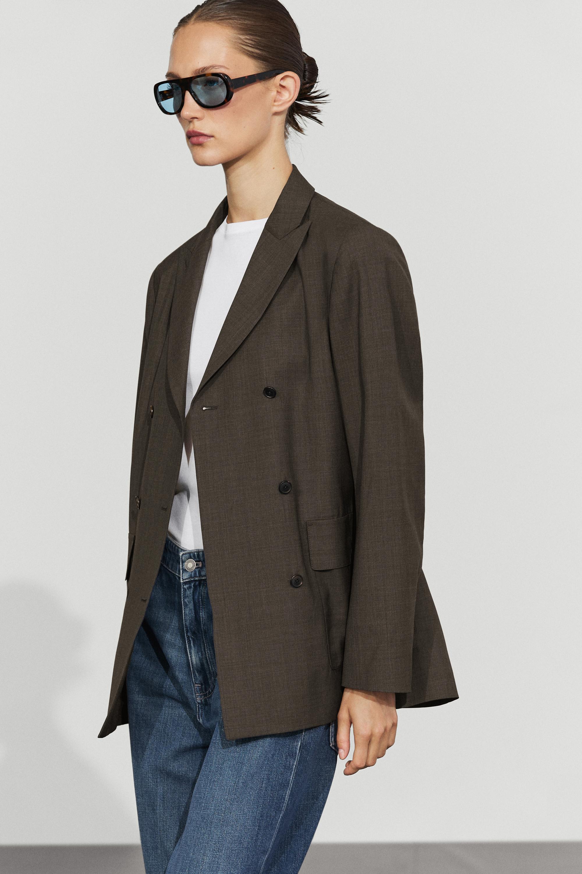 Double-breasted blazer with pocket detail Dark Grey
