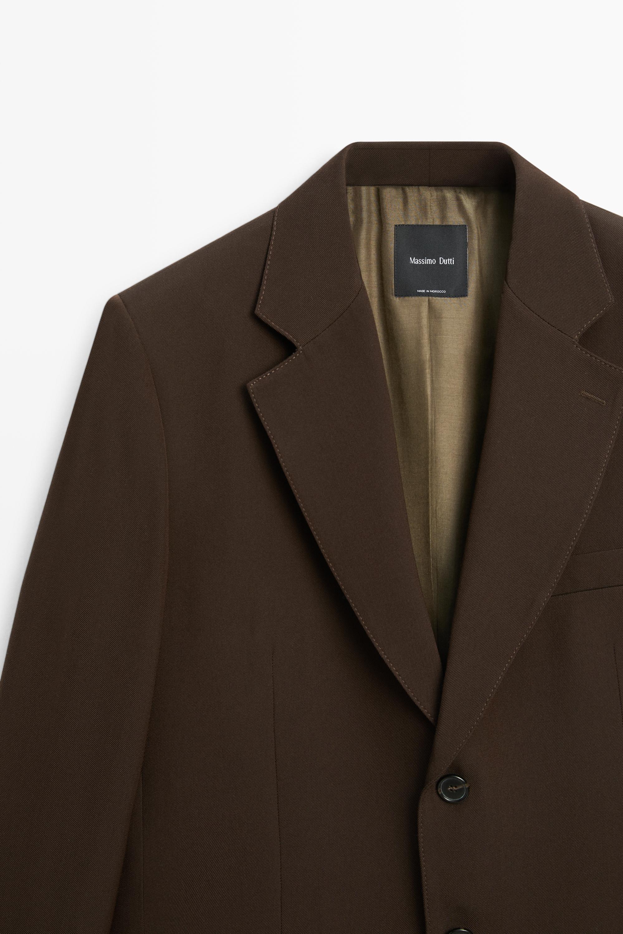 Fluid wool blend blazer total look Brown