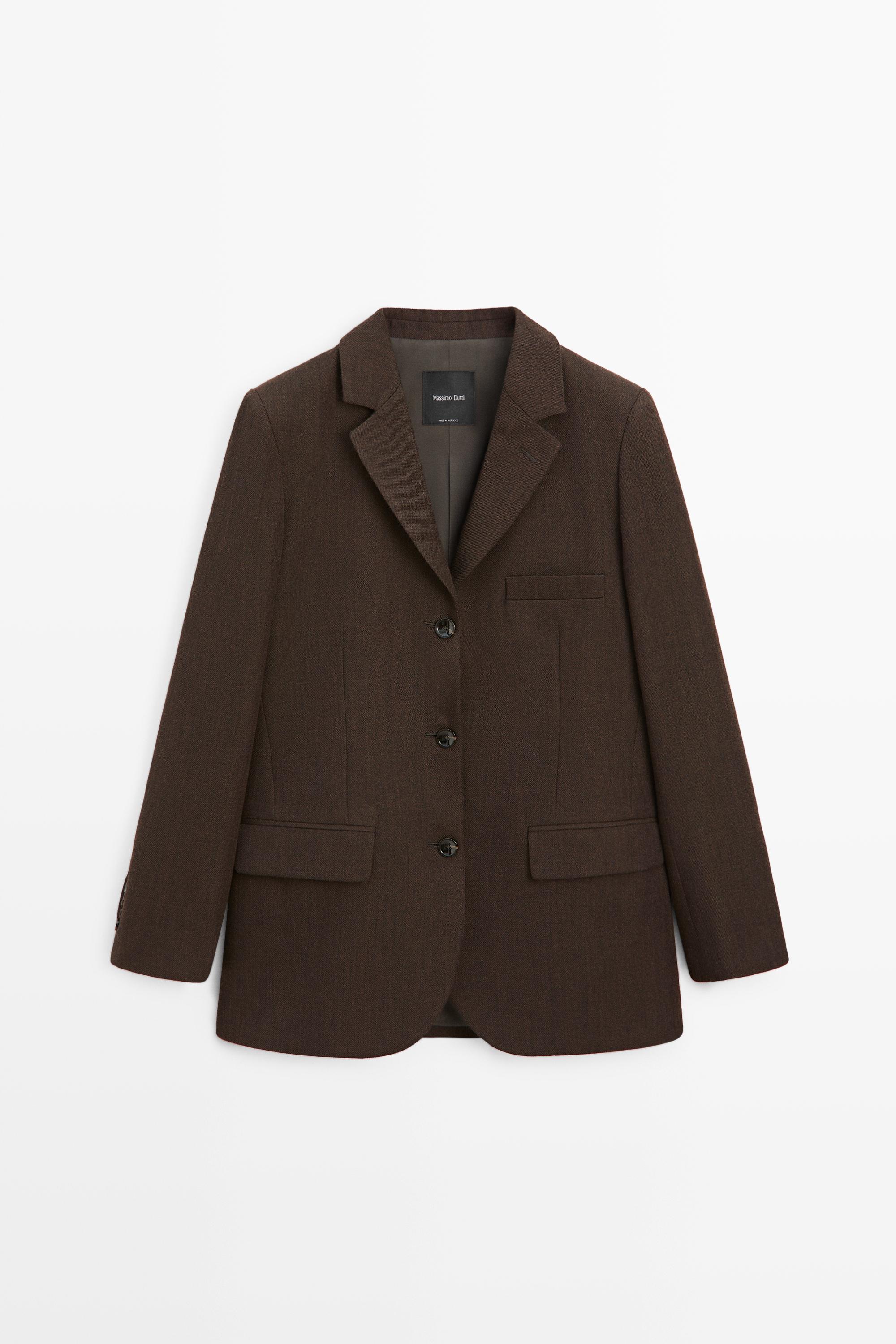 100% wool button detail blazer Brown