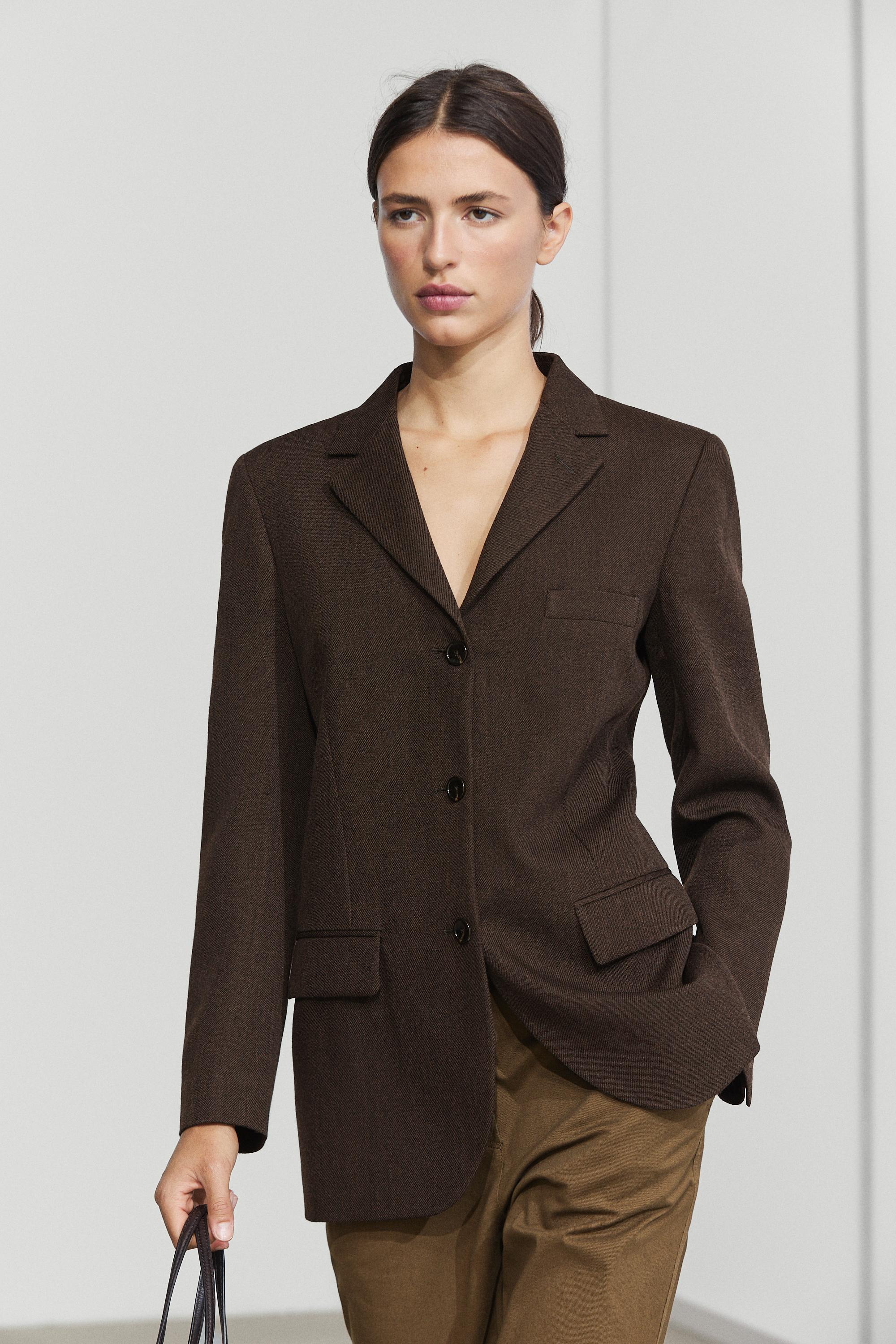 100% wool button detail blazer Brown