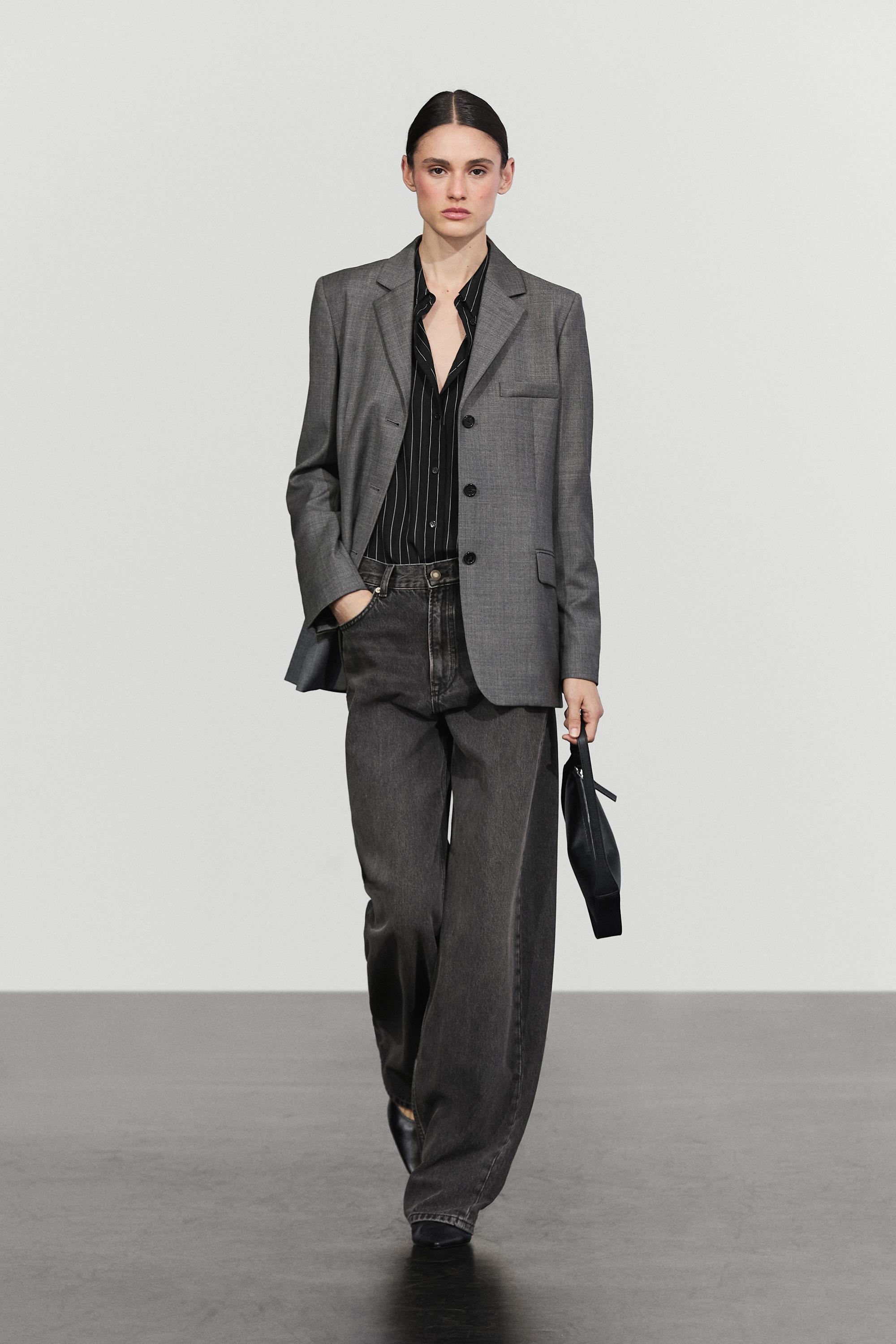 100% wool suit blazer with pockets Dark Grey