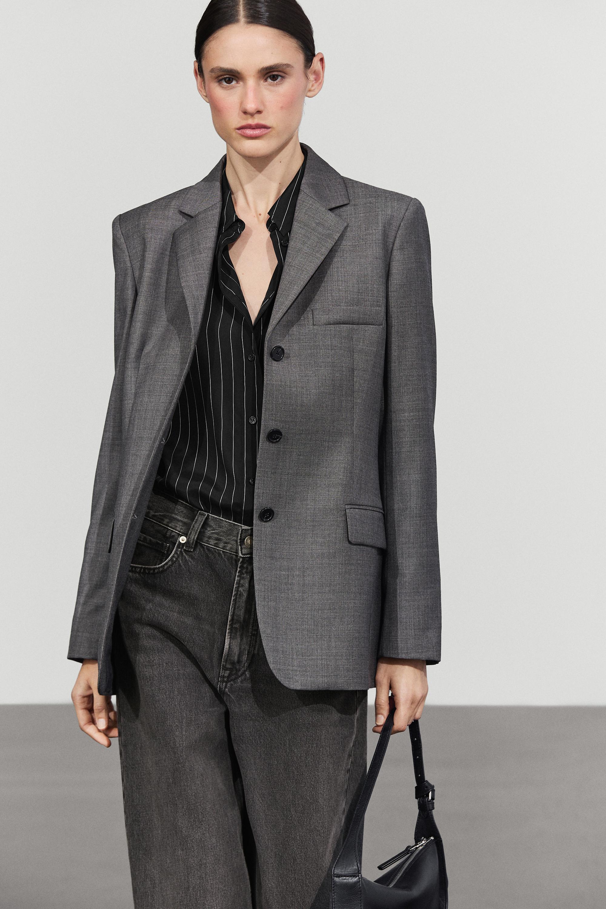 100% wool suit blazer with pockets Dark Grey