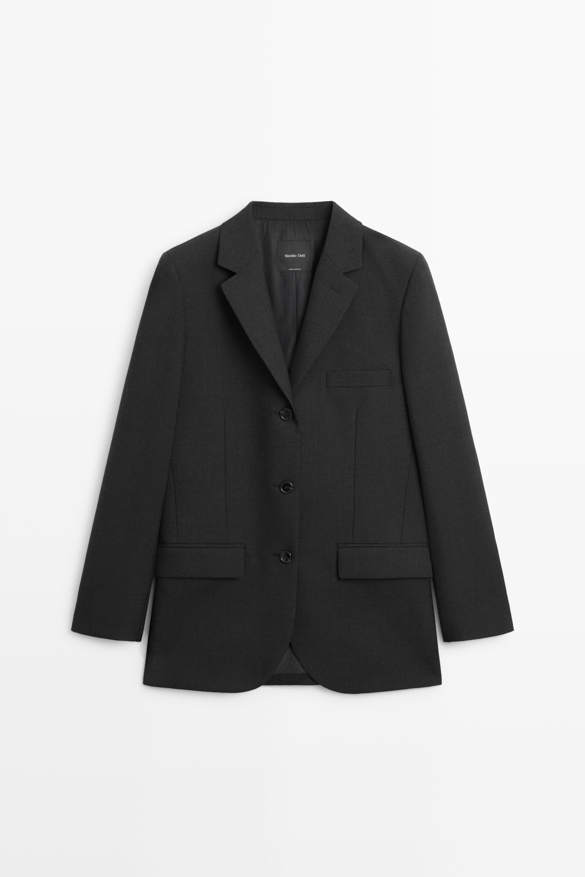 Three-button wool blazer Dark Grey