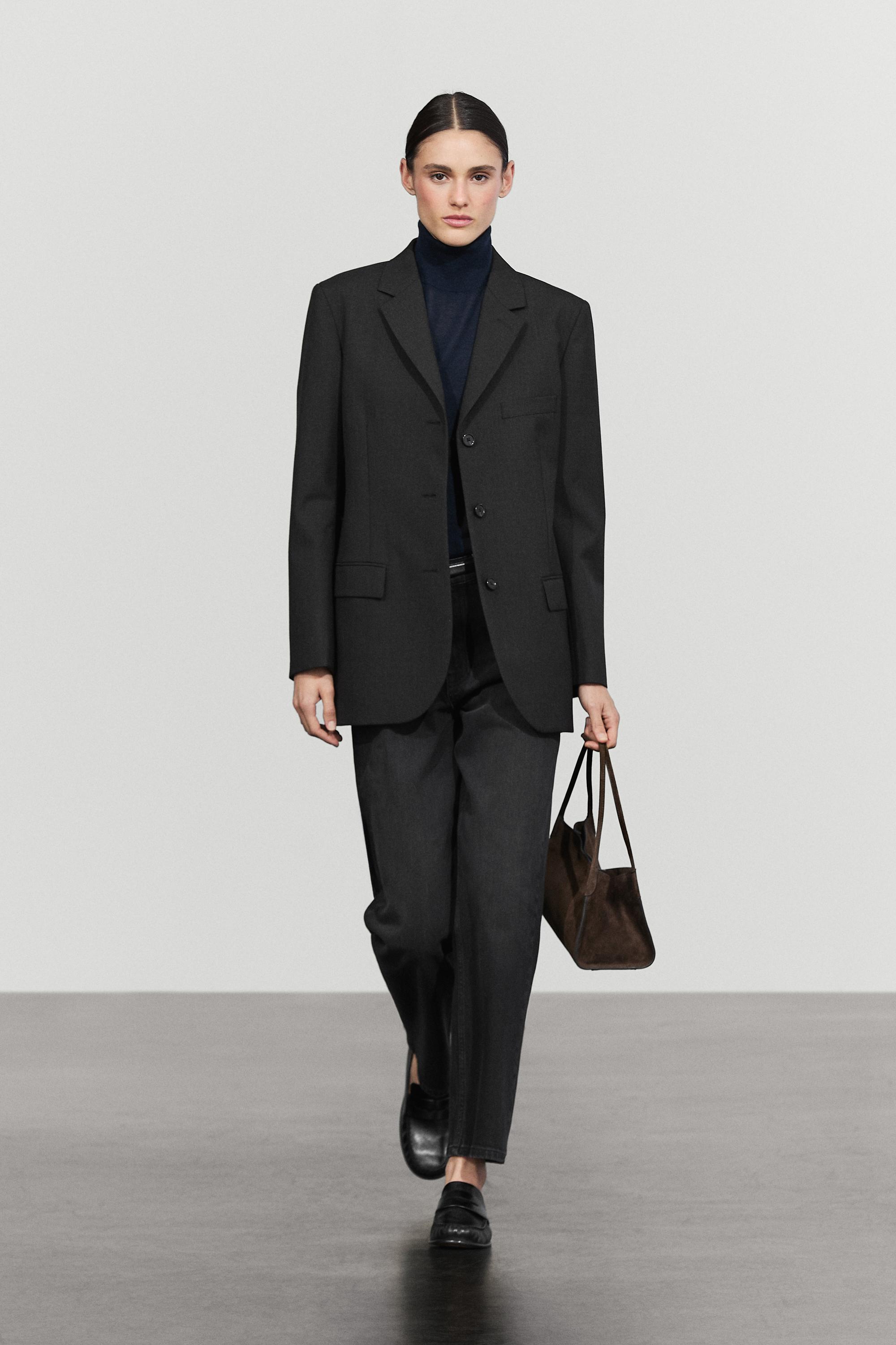 Three-button wool blazer Dark Grey