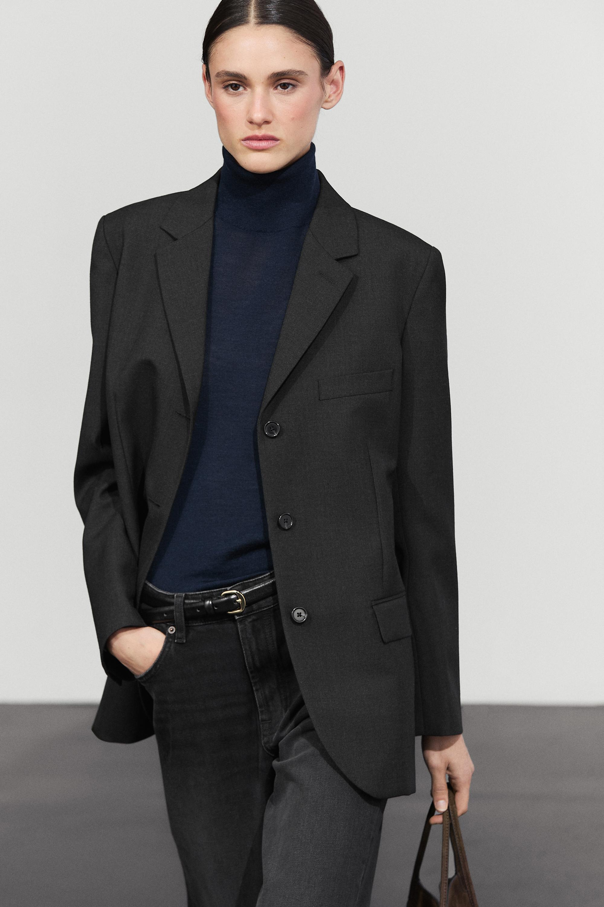 Three-button wool blazer Dark Grey