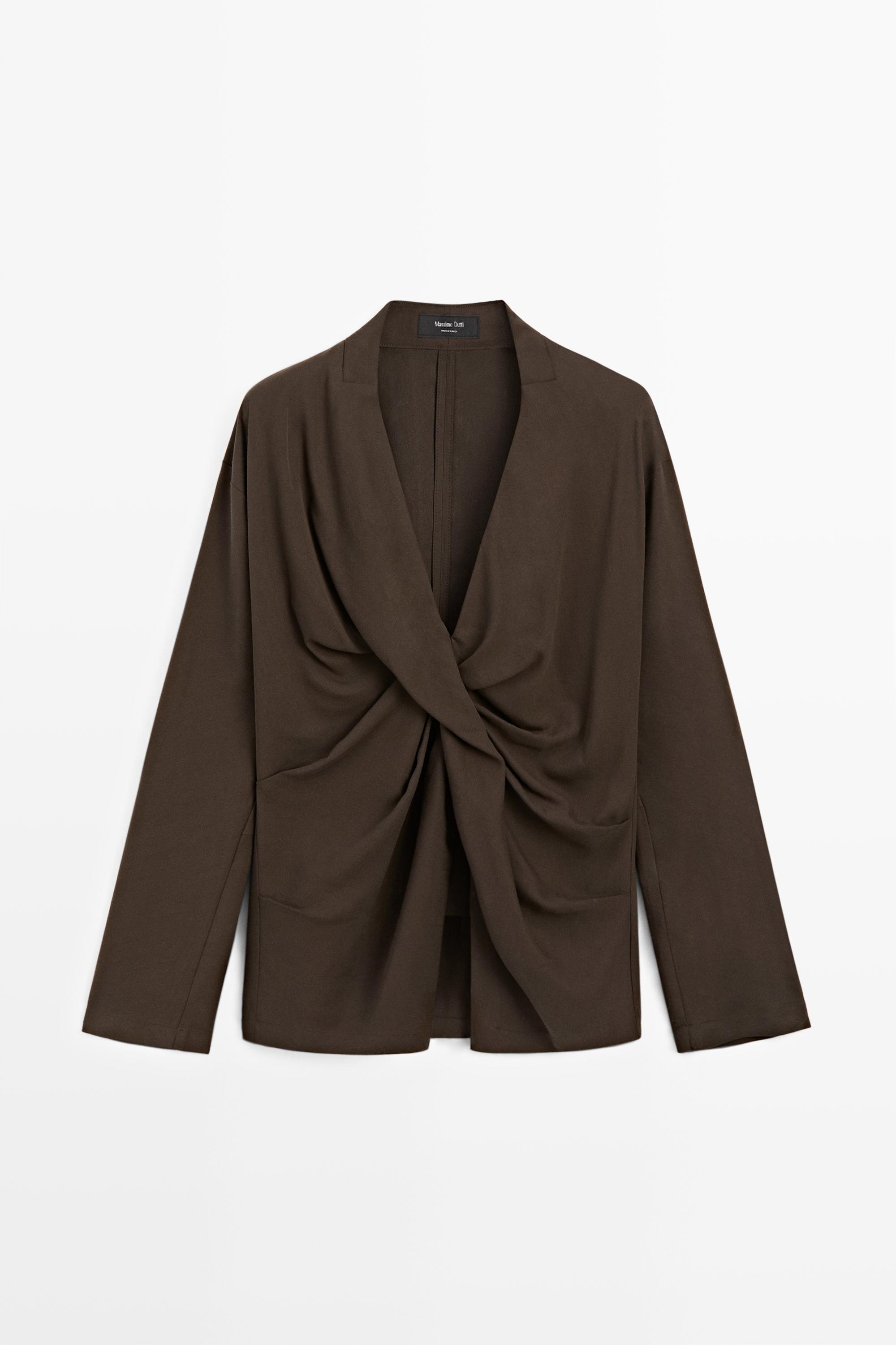 Flowing blouse with draped detail Brown