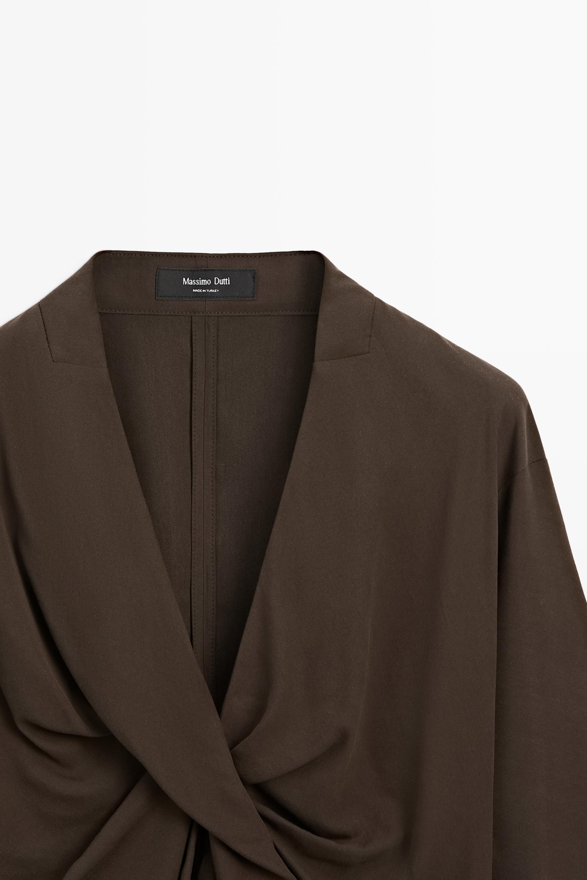 Flowing blouse with draped detail Brown