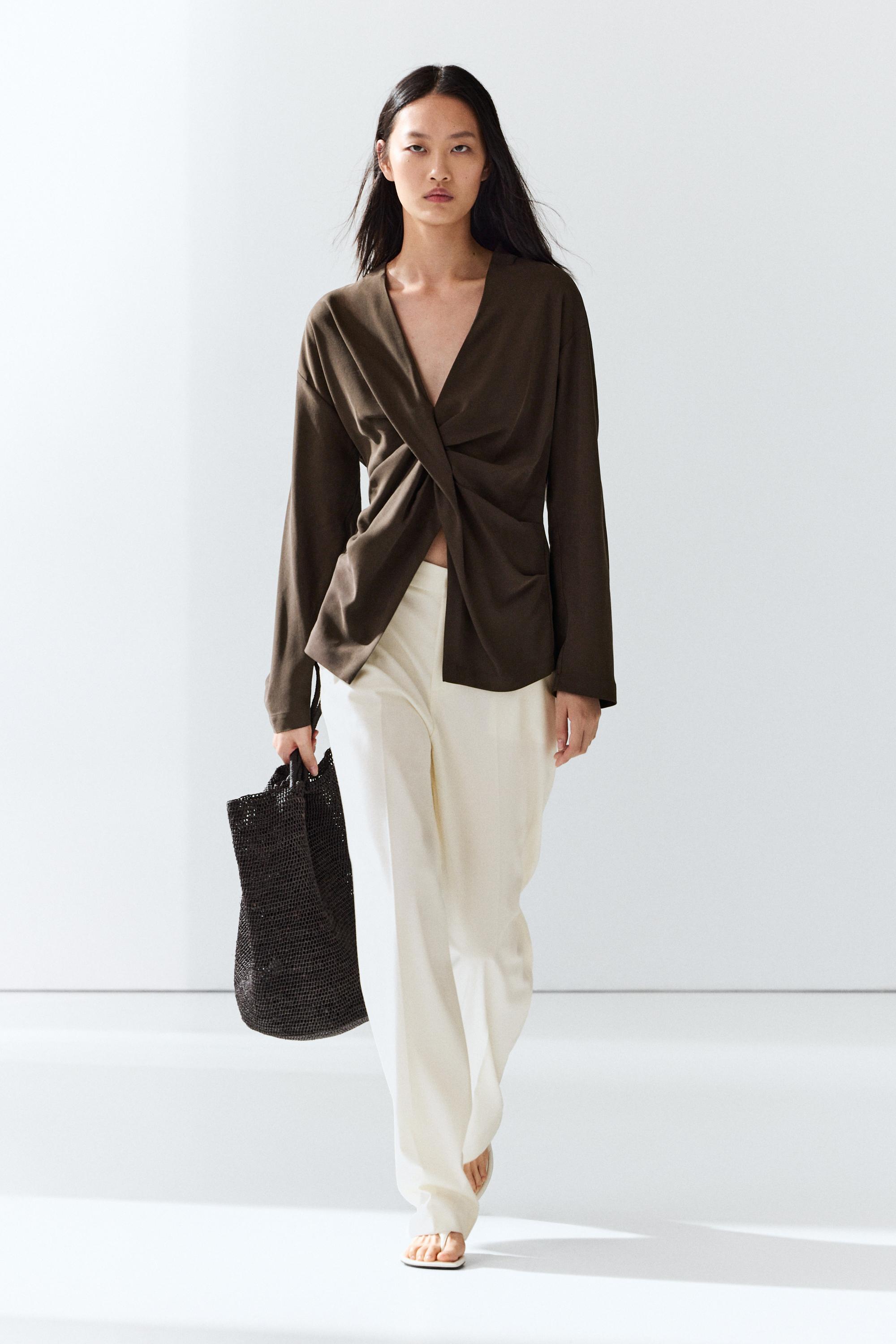 Flowing blouse with draped detail Brown