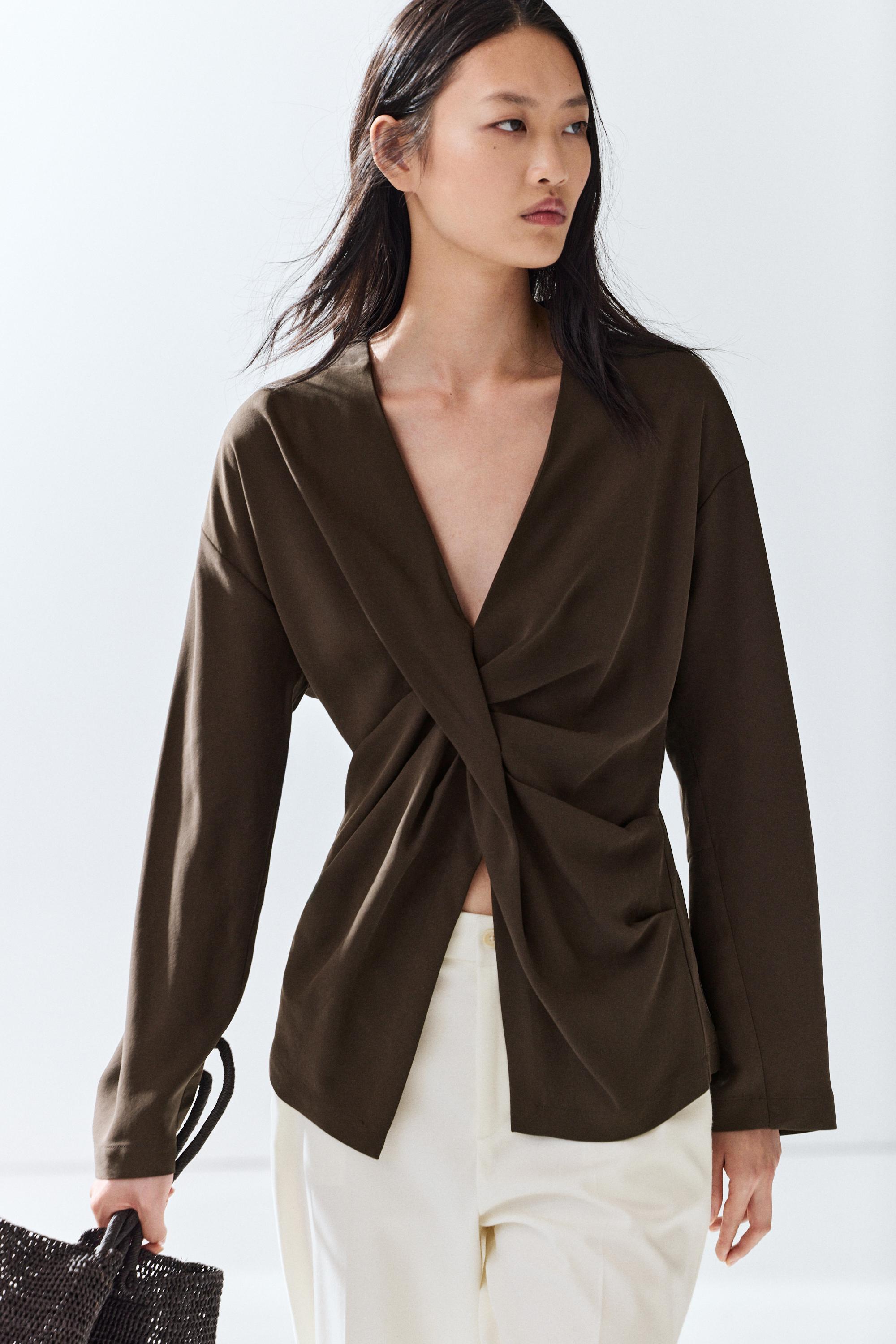 Flowing blouse with draped detail Brown