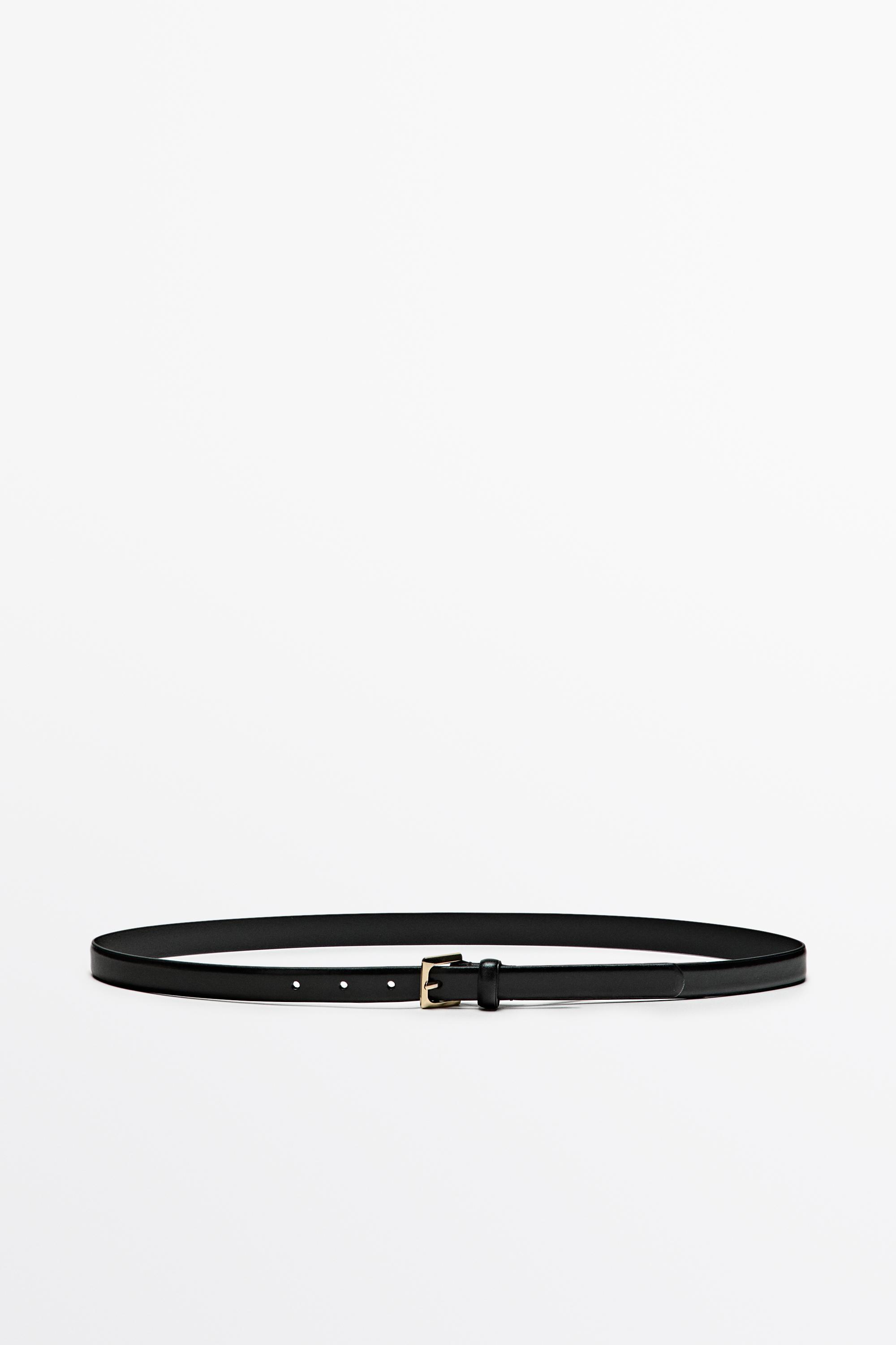Nappa leather belt with square buckle Black