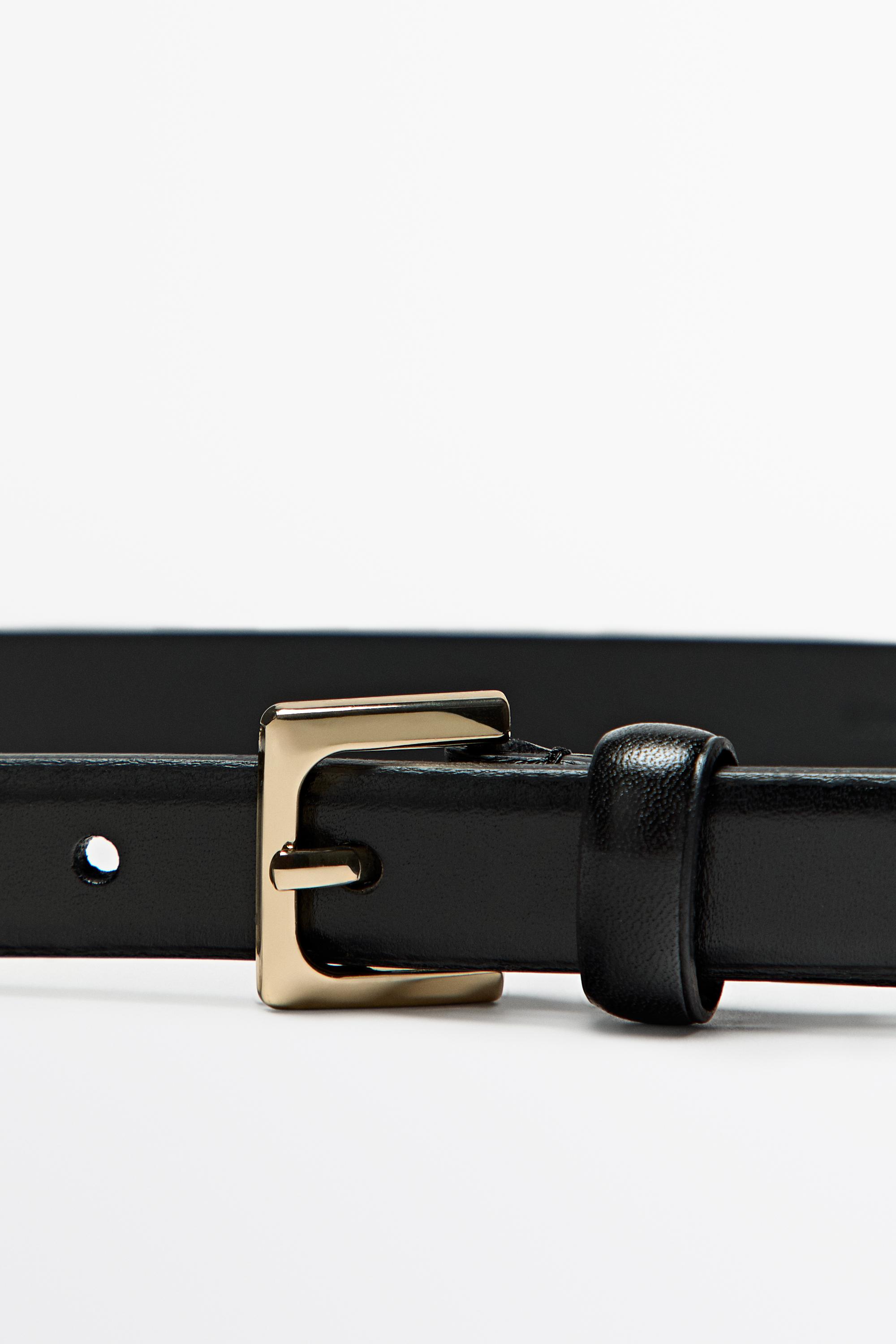 Nappa leather belt with square buckle Black